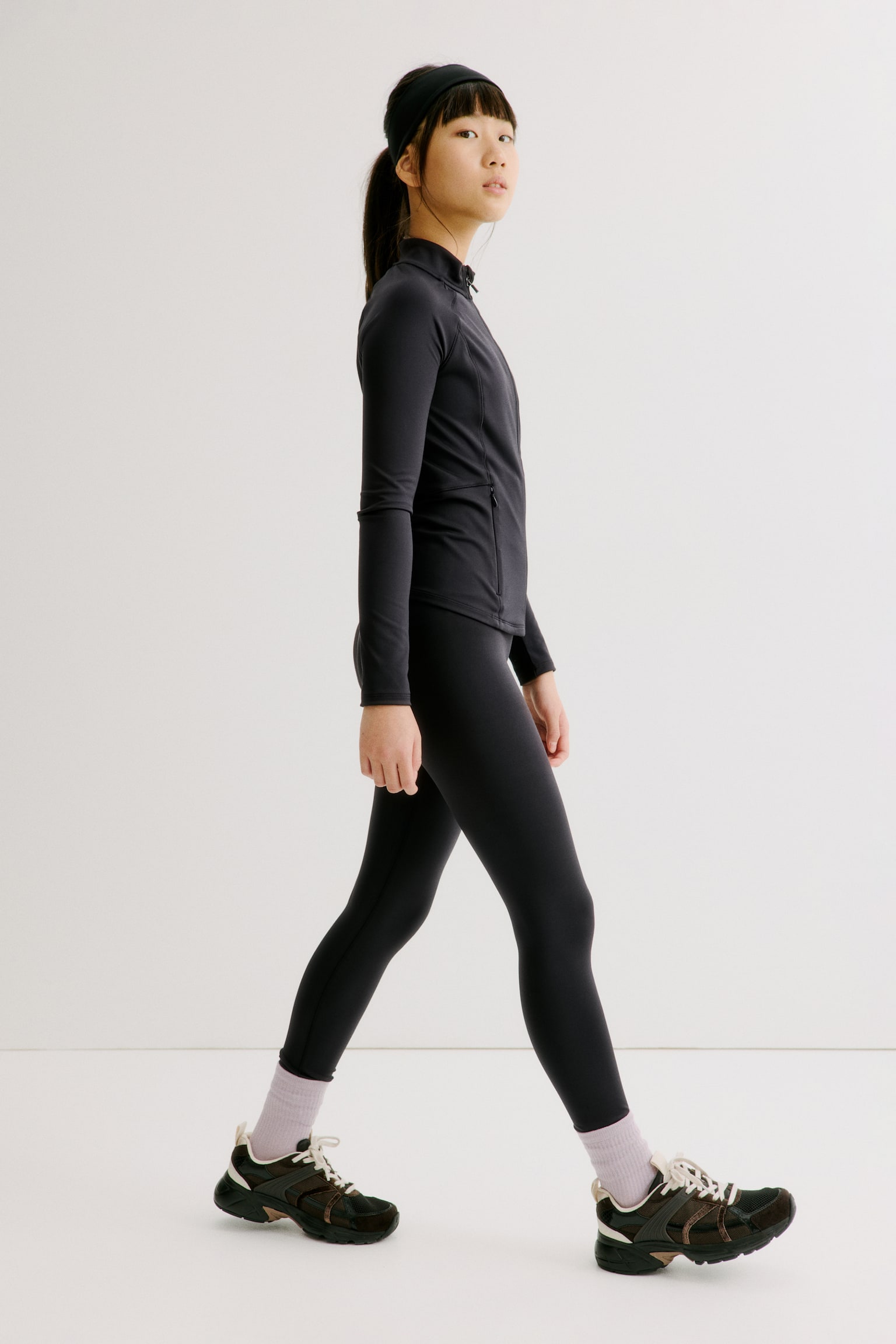 Αθλητικό κολάν με τεχνολογία DryMove™ - Μαύρο/Γκριζογάλανο/Ροζ - 5