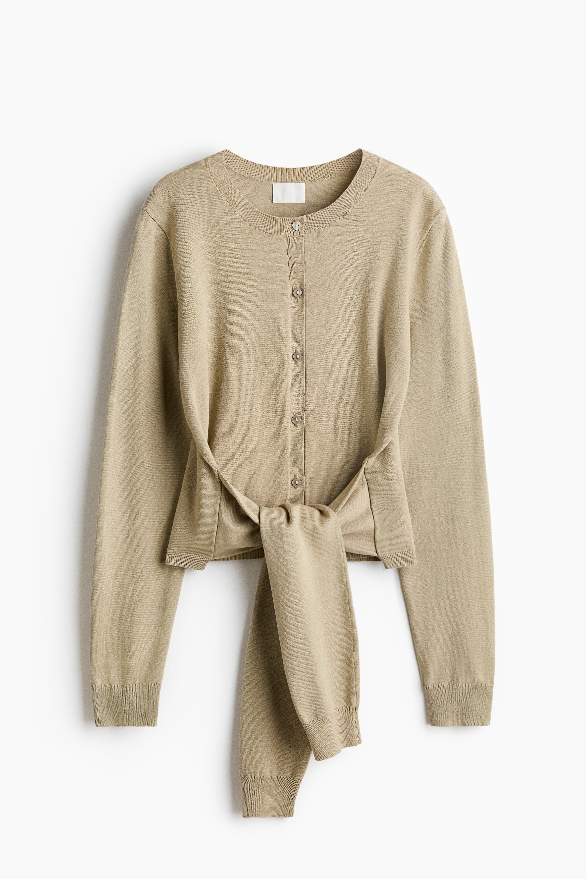 タイディテールカーディガン - ベージュ/ダークグレーメランジ