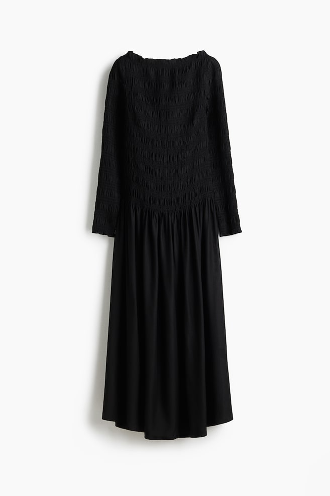 Vestido fruncido - Negro/Beige claro/Floral - 1