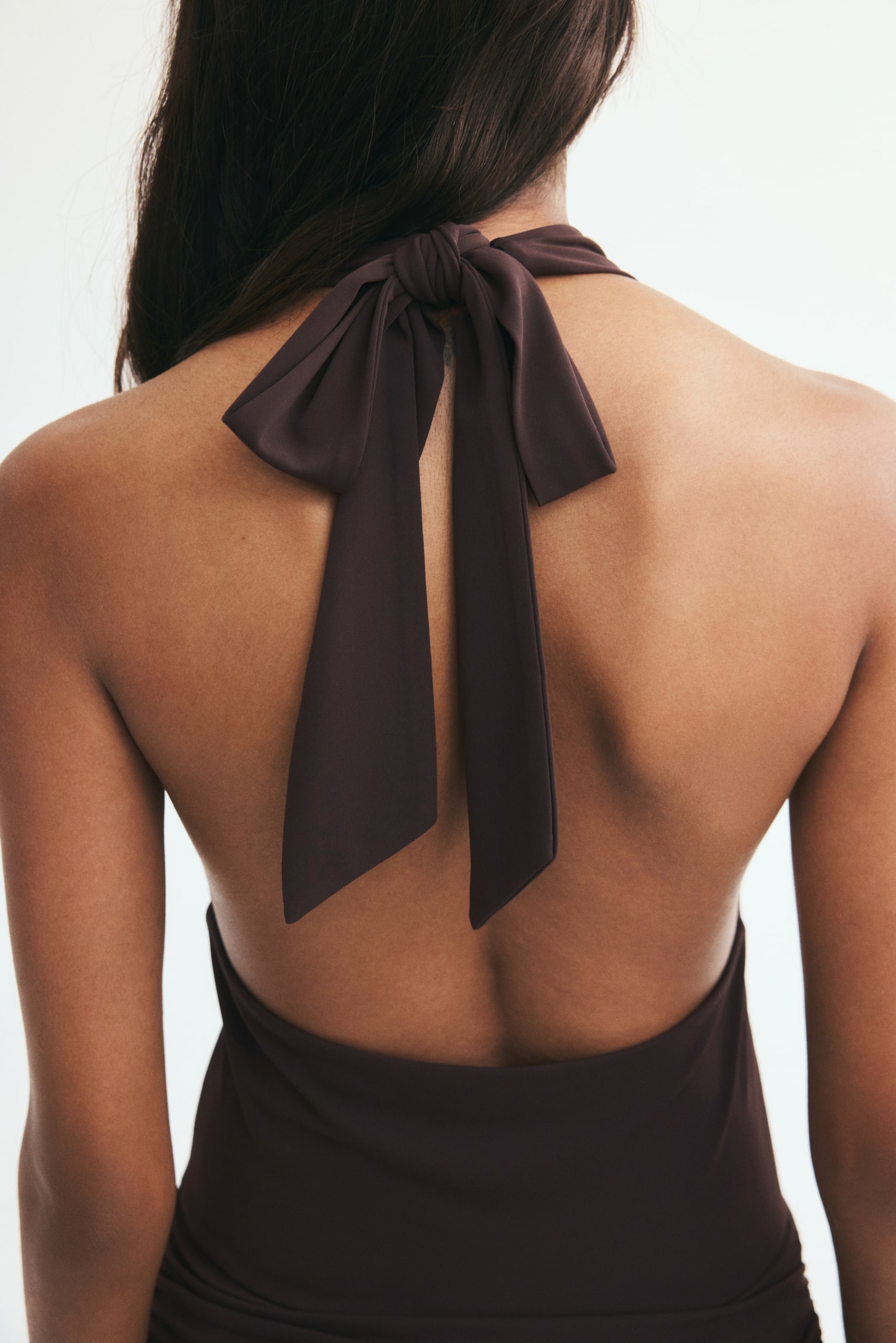 Женское платье H&M Draped Halterneck, цвет: Тёмный коричневый — фото 4