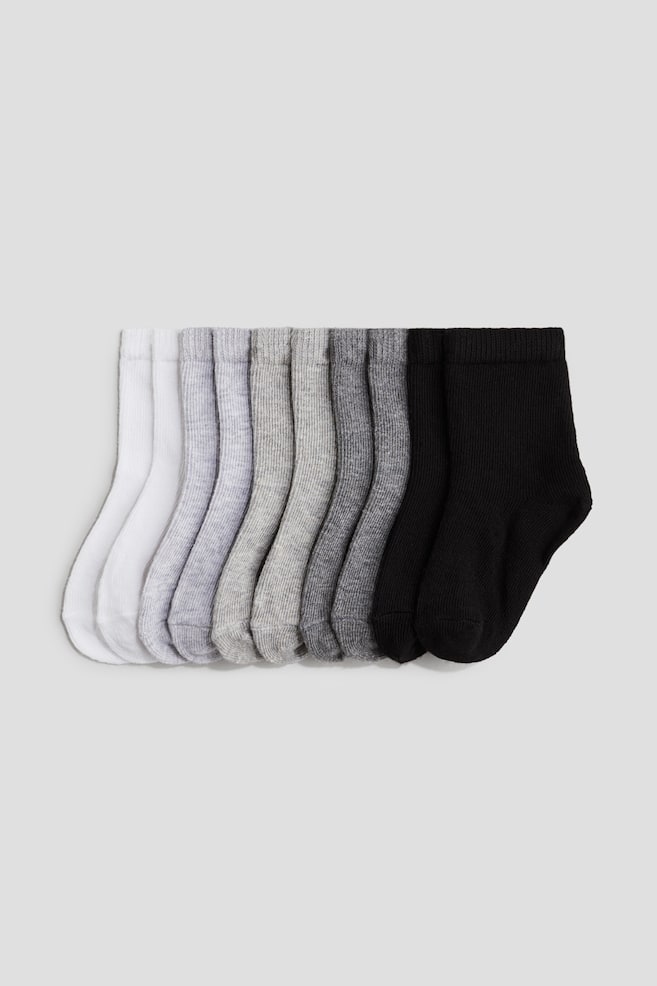 10-pack socks - Grey/Black/White/Green/Grey/Black/Light beige/Brown/Brown/Light beige/Black/Grey/White/Pink/Light grey - 1