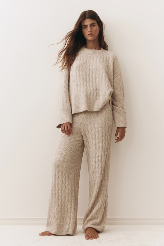 Cable-knit jumper-Beige - 6