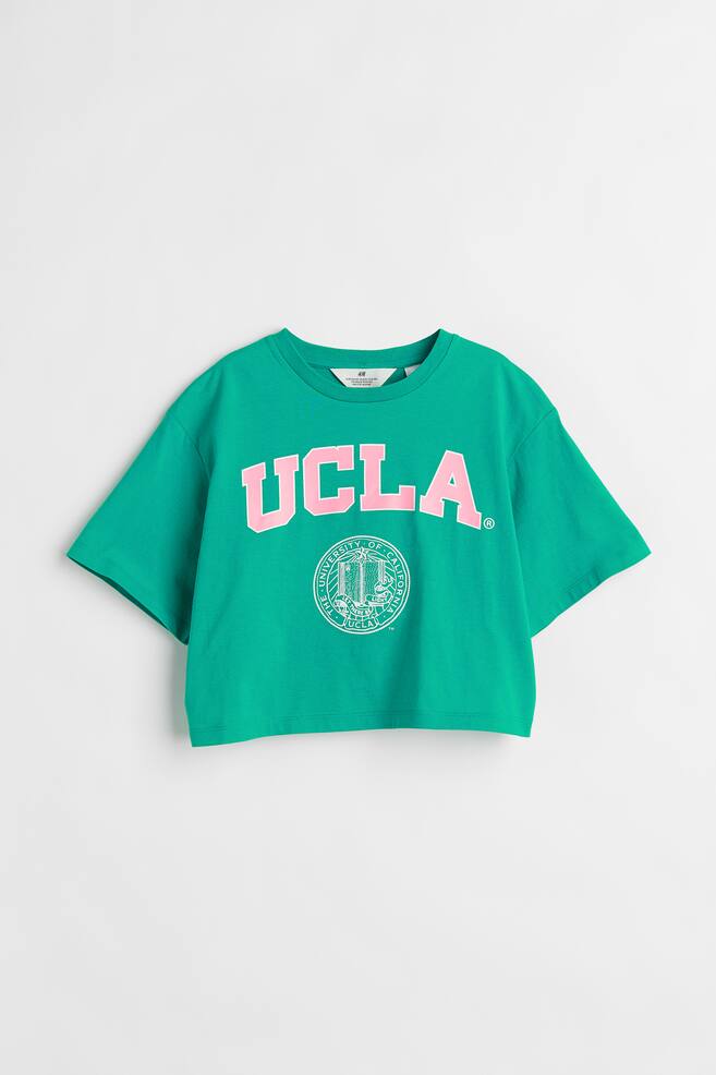 Cropped jerseytop med tryk - Grøn/UCLA - 1