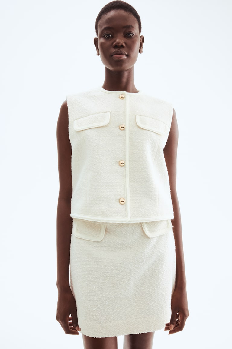 Bouclé skirt Cream Ladies H&M GB