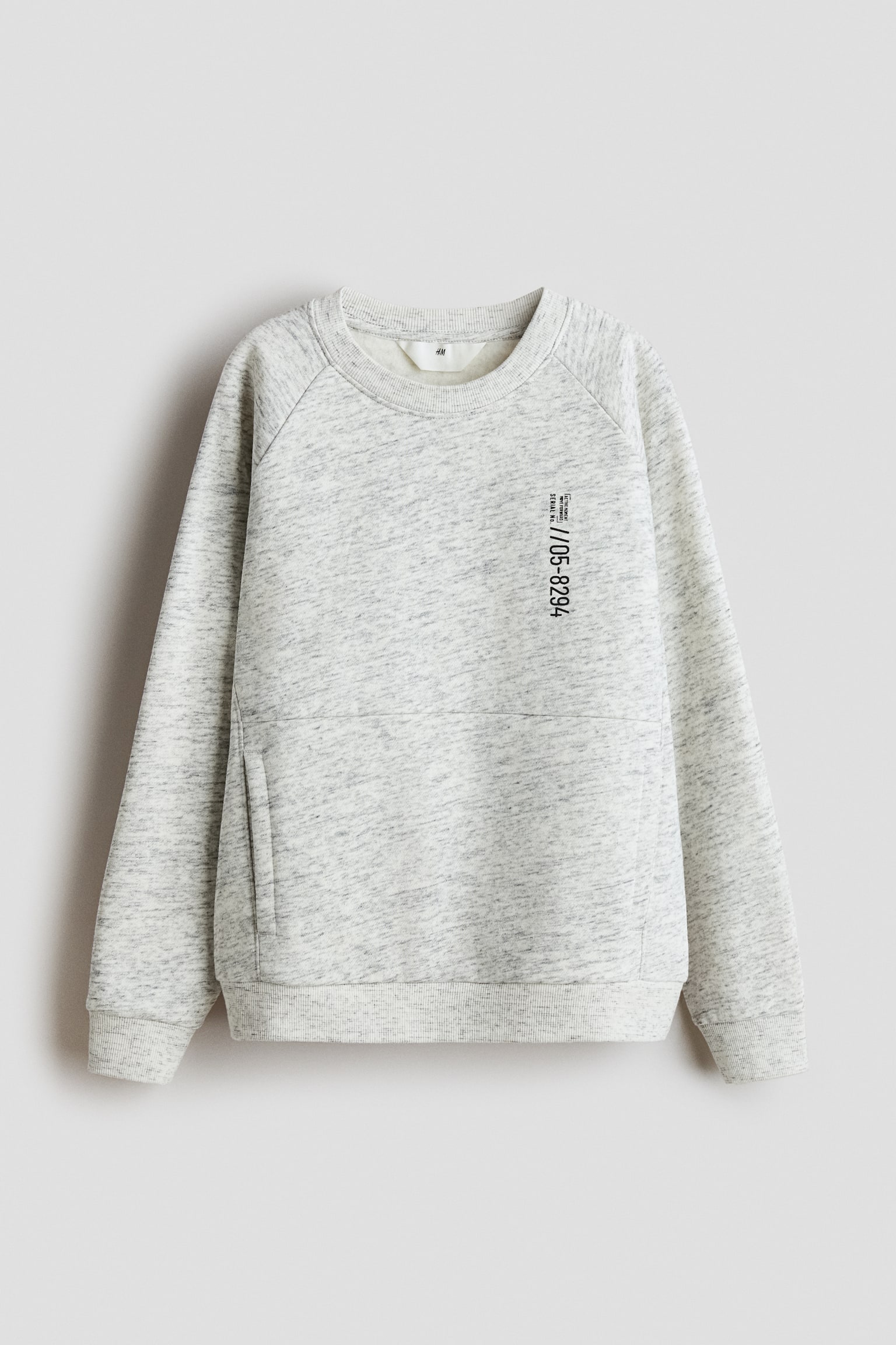 Brushed-inside sweatshirt - Light grey marl/Light dusty blue