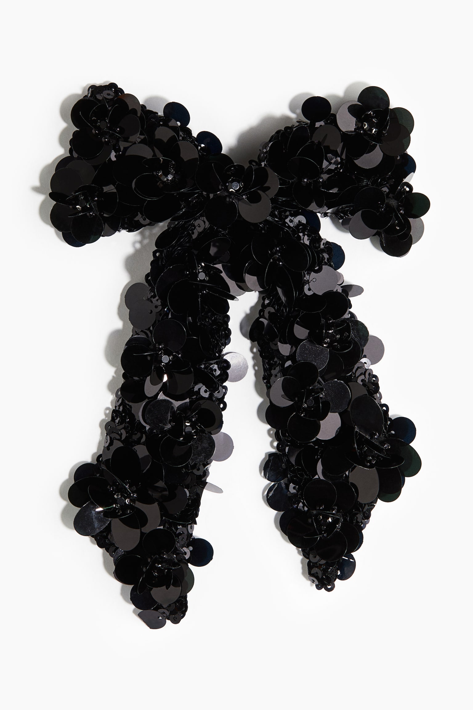 Sequined bow-detail hair clip - Black - 2