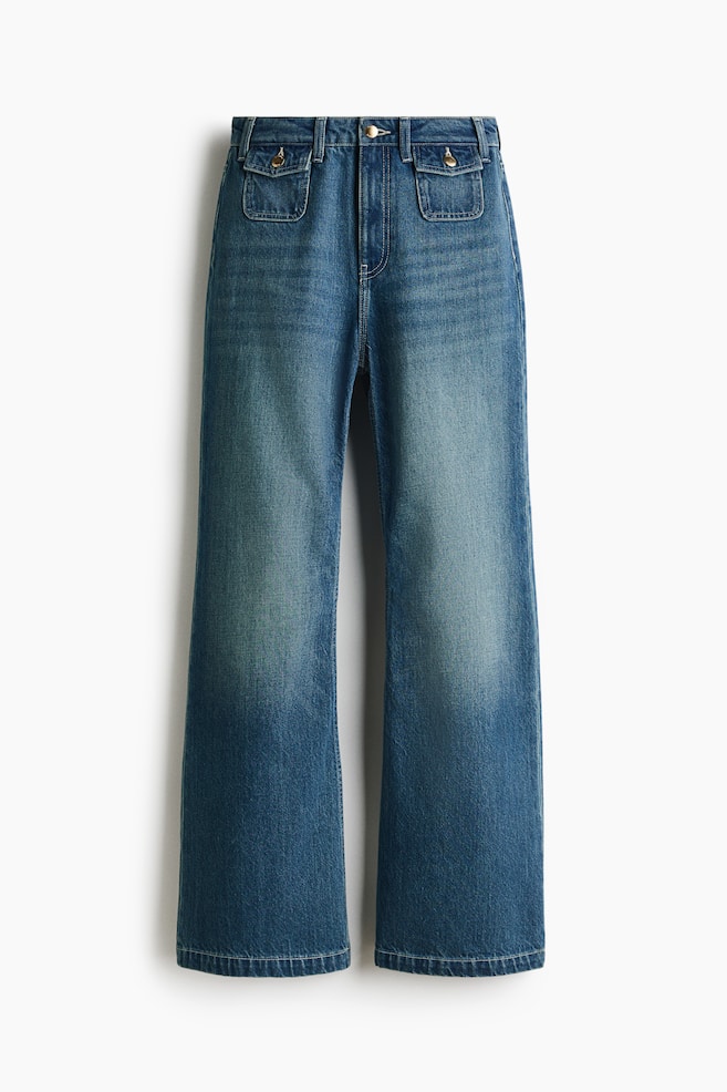 Wide High Jeans - Denimblauw/Donker denimblauw/Donkerroze - 1