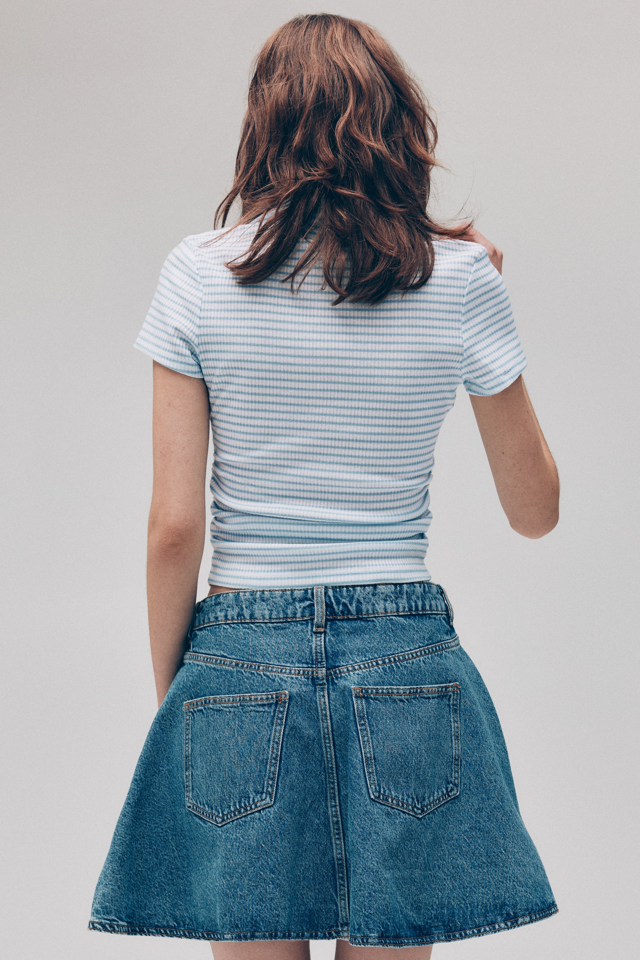 View larger image: Ribbed collared top - Light blue/Striped - Ladies | H&M IN 4