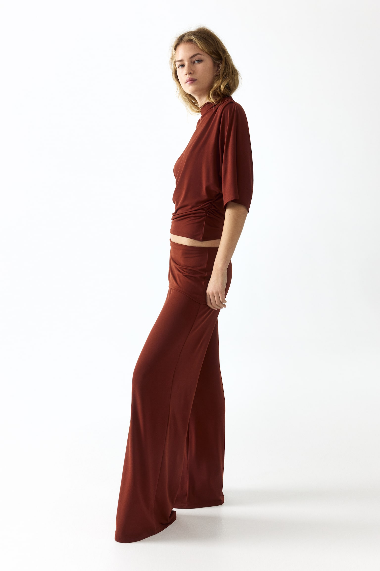 Draped fine-knit trousers - 4