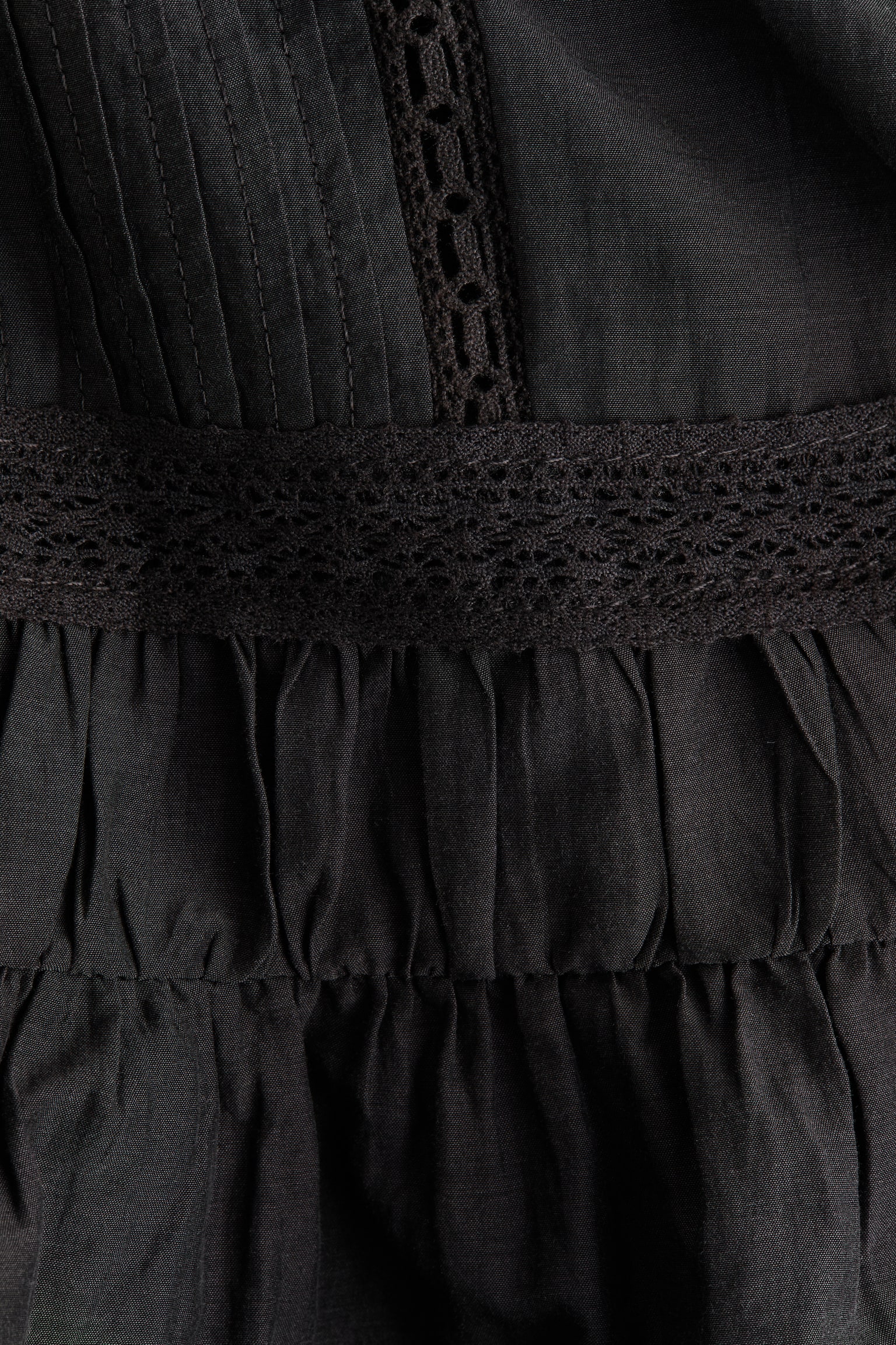 Bluse mit Spitzenborten - Schwarz/Weiß/Helles Pfirsichrosa - 3