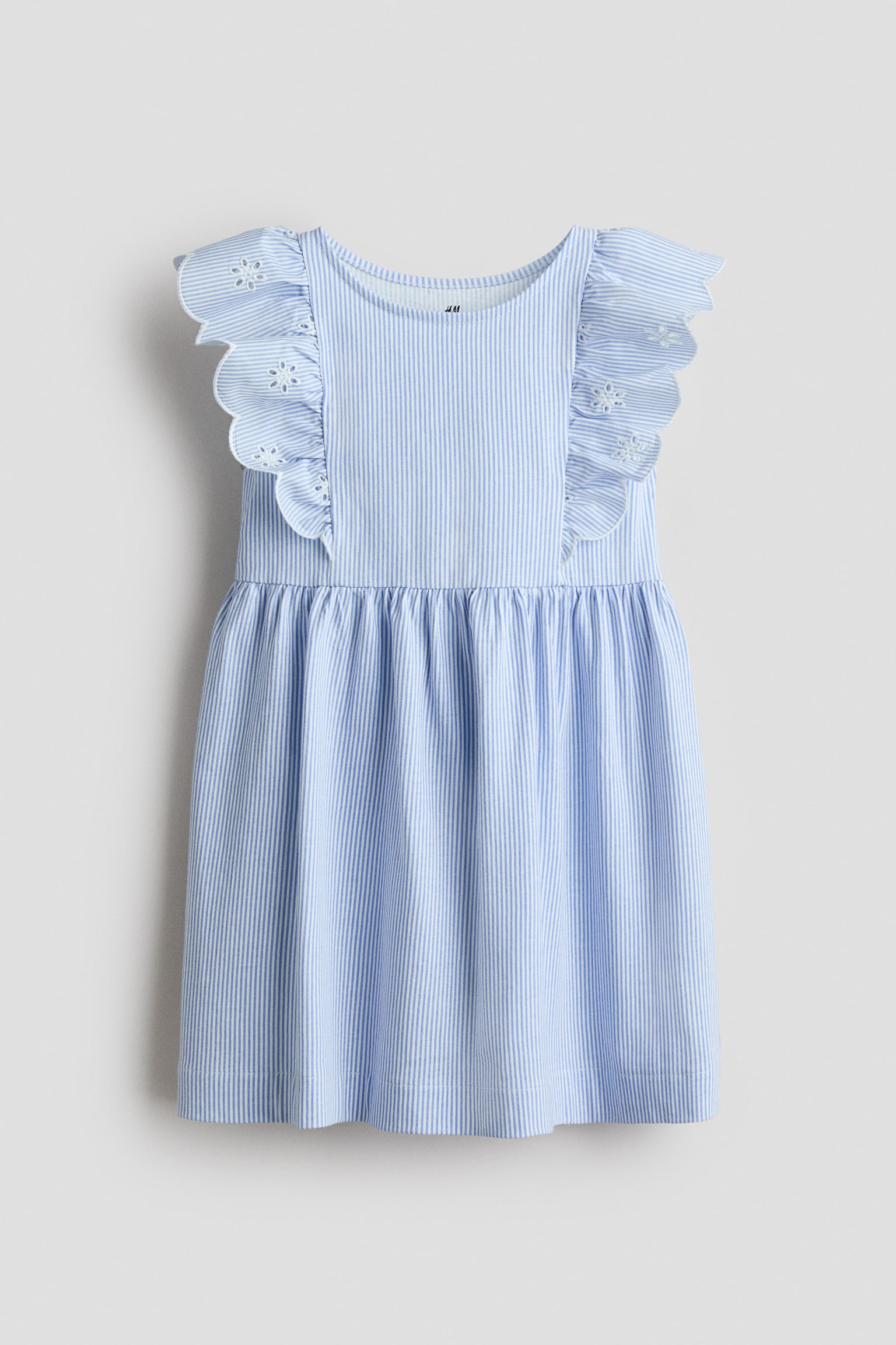 Детское платье H&M Flounce-Trimmed Cotton, цвет: Светлый синий / Полосатый — фото 1
