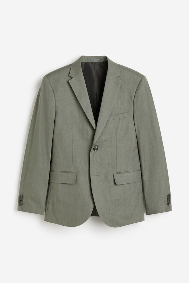Slim Fit Linen Jacket - Green/Light beige/Dark beige/Dark blue/Light gray/Sky blue - 2