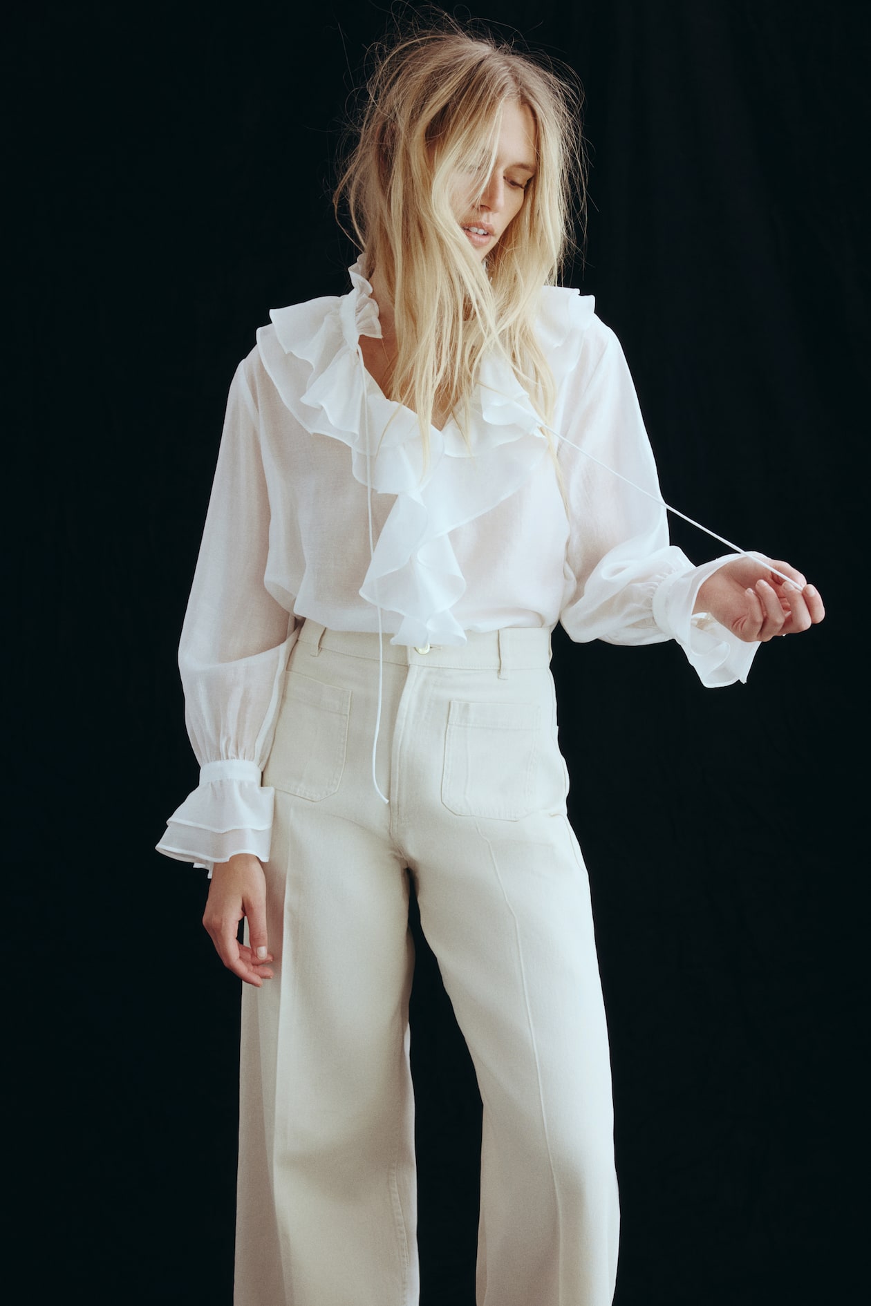 Blouse volantée - Blanc - FEMME | H&M FR