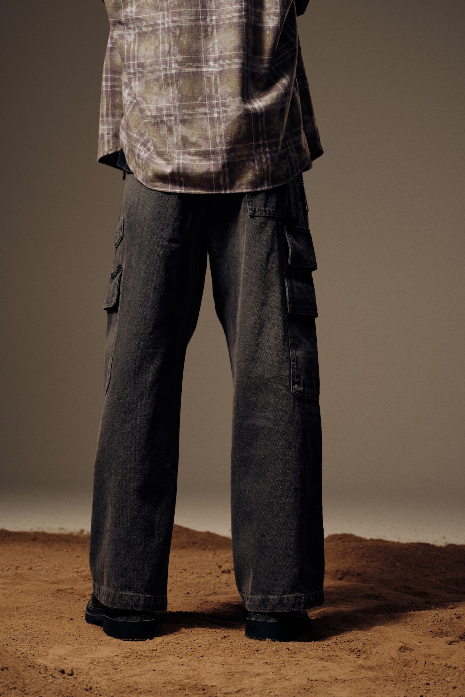 寬鬆工作牛仔褲 - 丹寧灰/丹寧黑 - 4