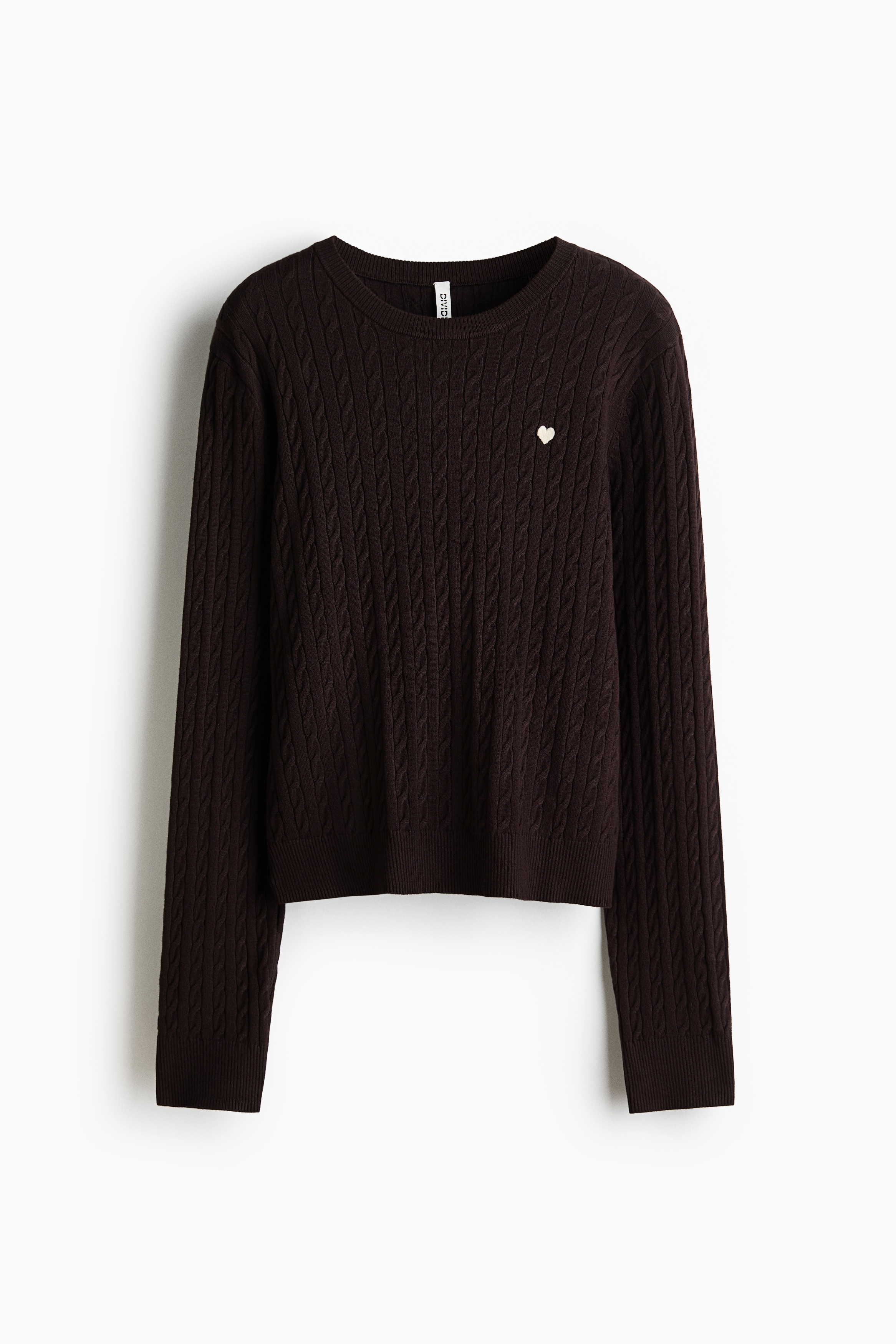 Cable-knit jumper - Dark brown/Pink/White/Black striped