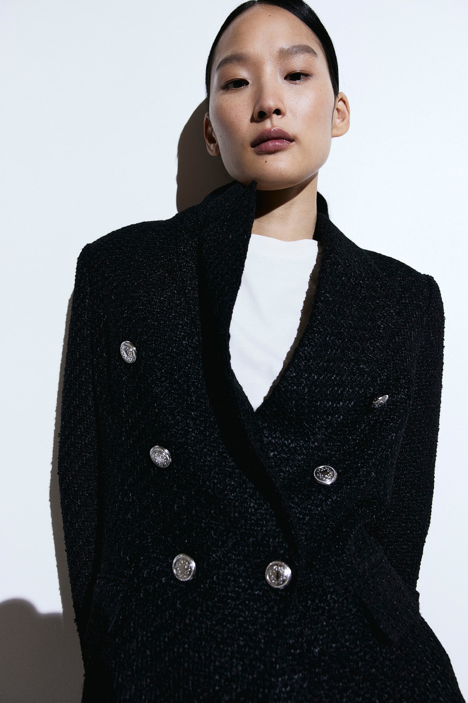 Textured Weave Blazer - Black/Navy blue/Cream/Navy blue - 4