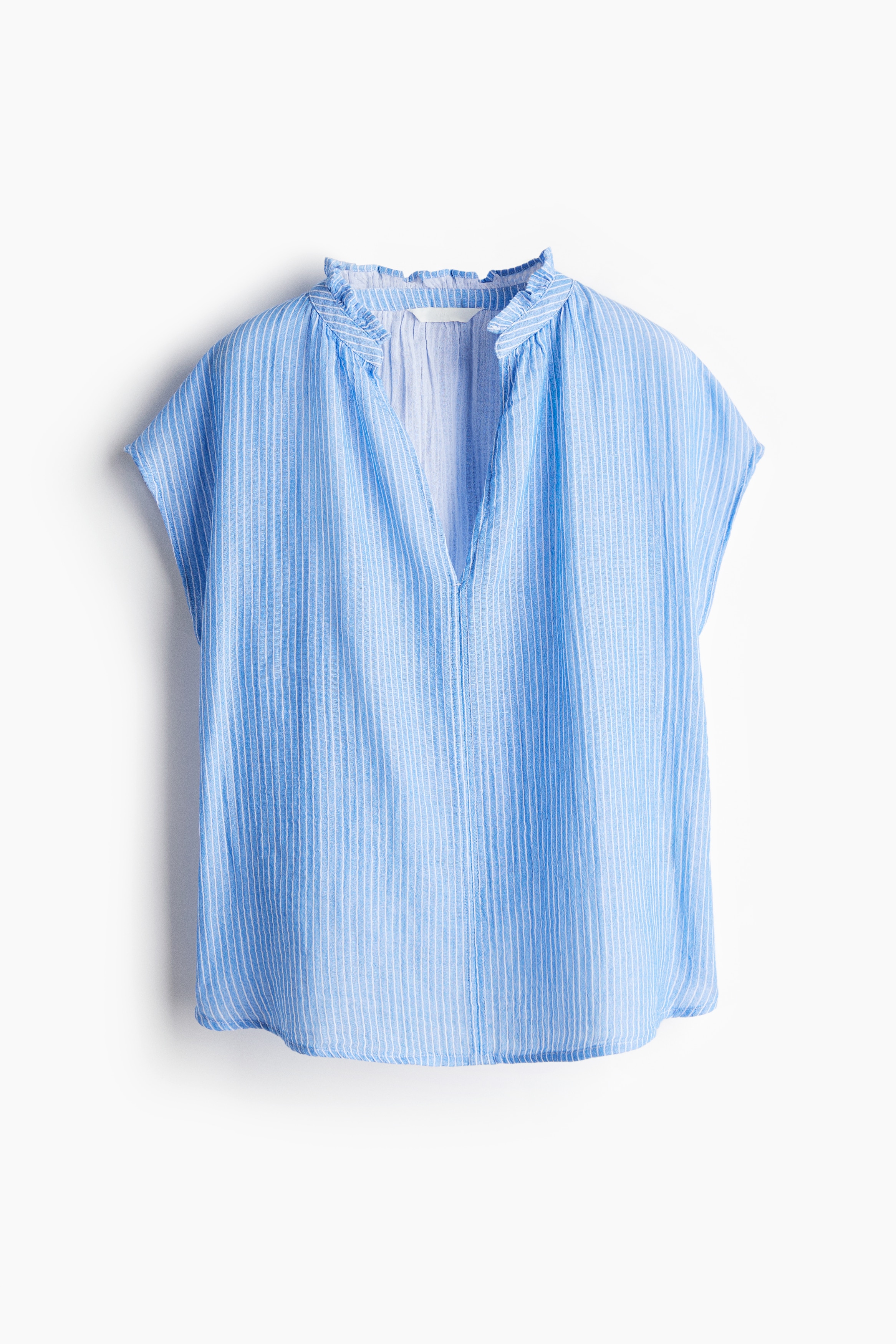 細棉紗布女衫 - 藍色/條紋/白色/黑色/卡其綠