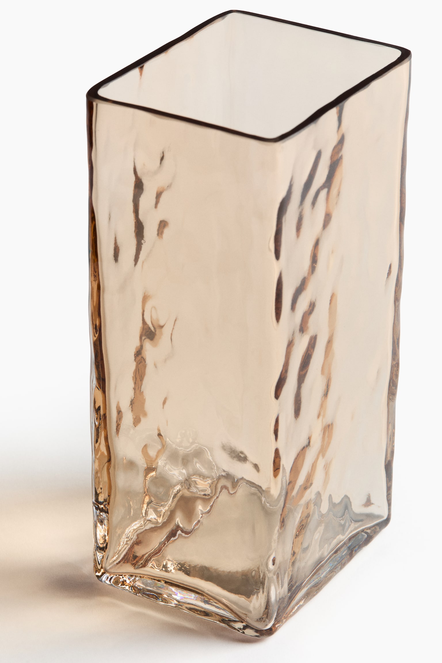 Florero en vidrio texturizado - Café claro/Transparente - 3