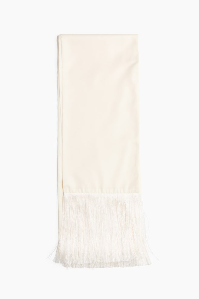 Fringed scarf - Cream/Dark dusty blue/Patterned/Mole/Patterned - 1
