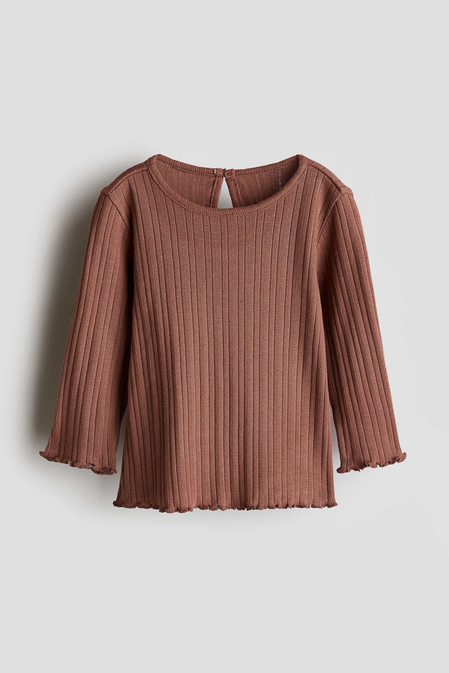 Ribbed jersey top - Brown/Beige/Floral/Light pink - 1