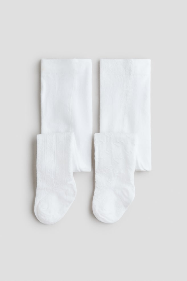2-pack pointelle-knit tights - White - 1