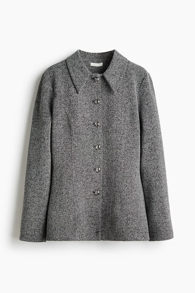 Veste avec col - Noir chiné - 1