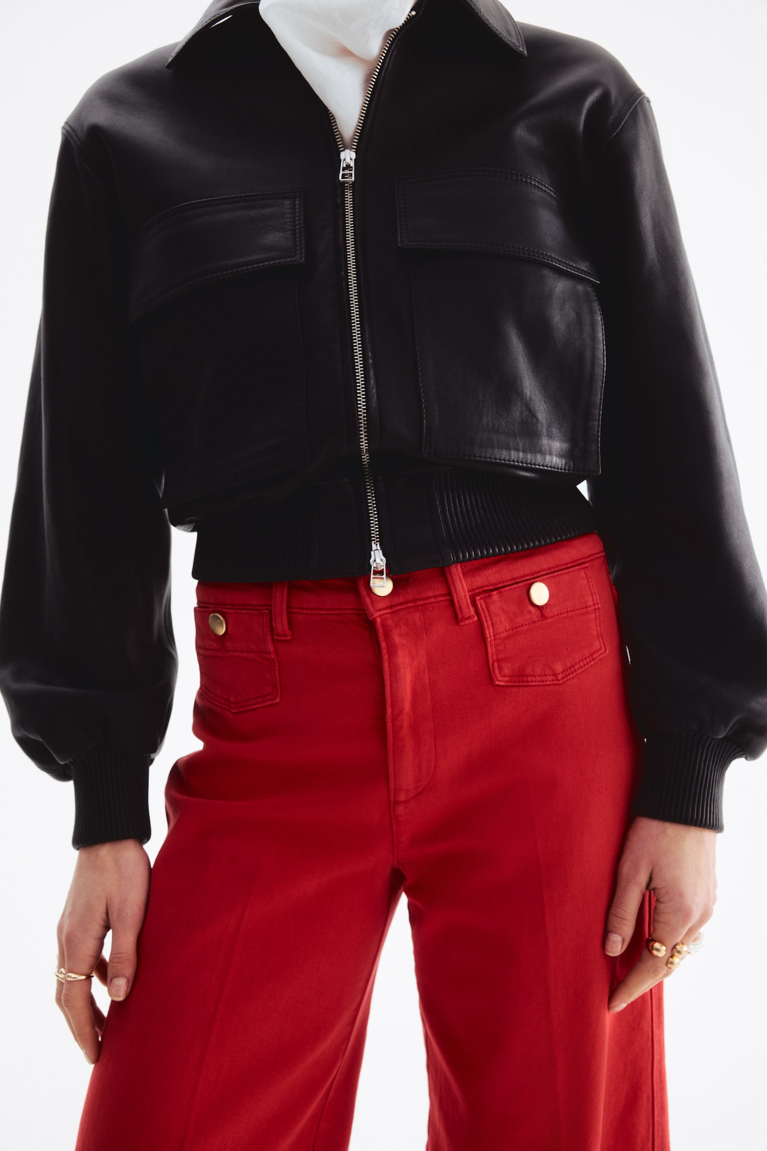 Wide High Waist Ankle Jeans - Rojo vivo/Azul denim/Azul denim claro/Blanco/Azul denim oscuro - 5