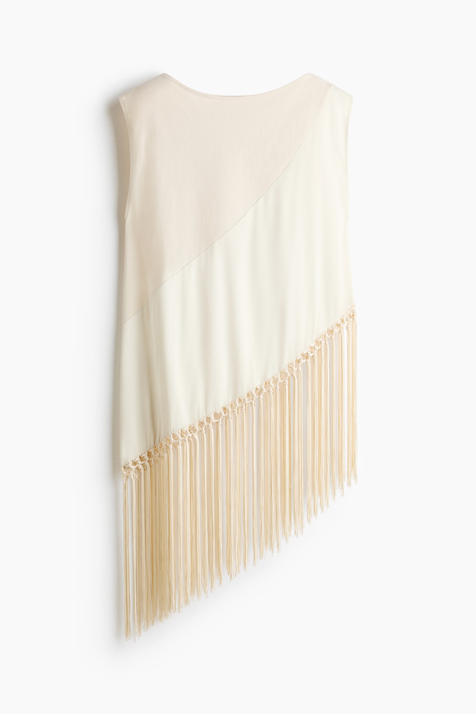 Top assimétrico com franjas - Creme/Blocos de cor/Preto - 2
