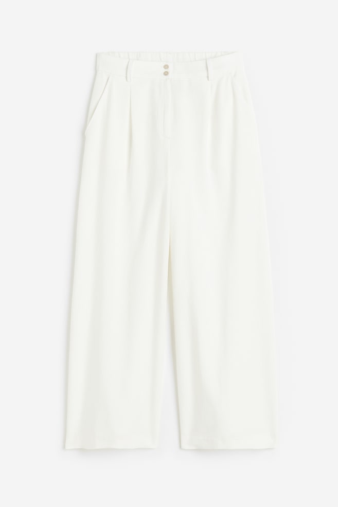 Linen-blend trousers - White/Light beige - 2