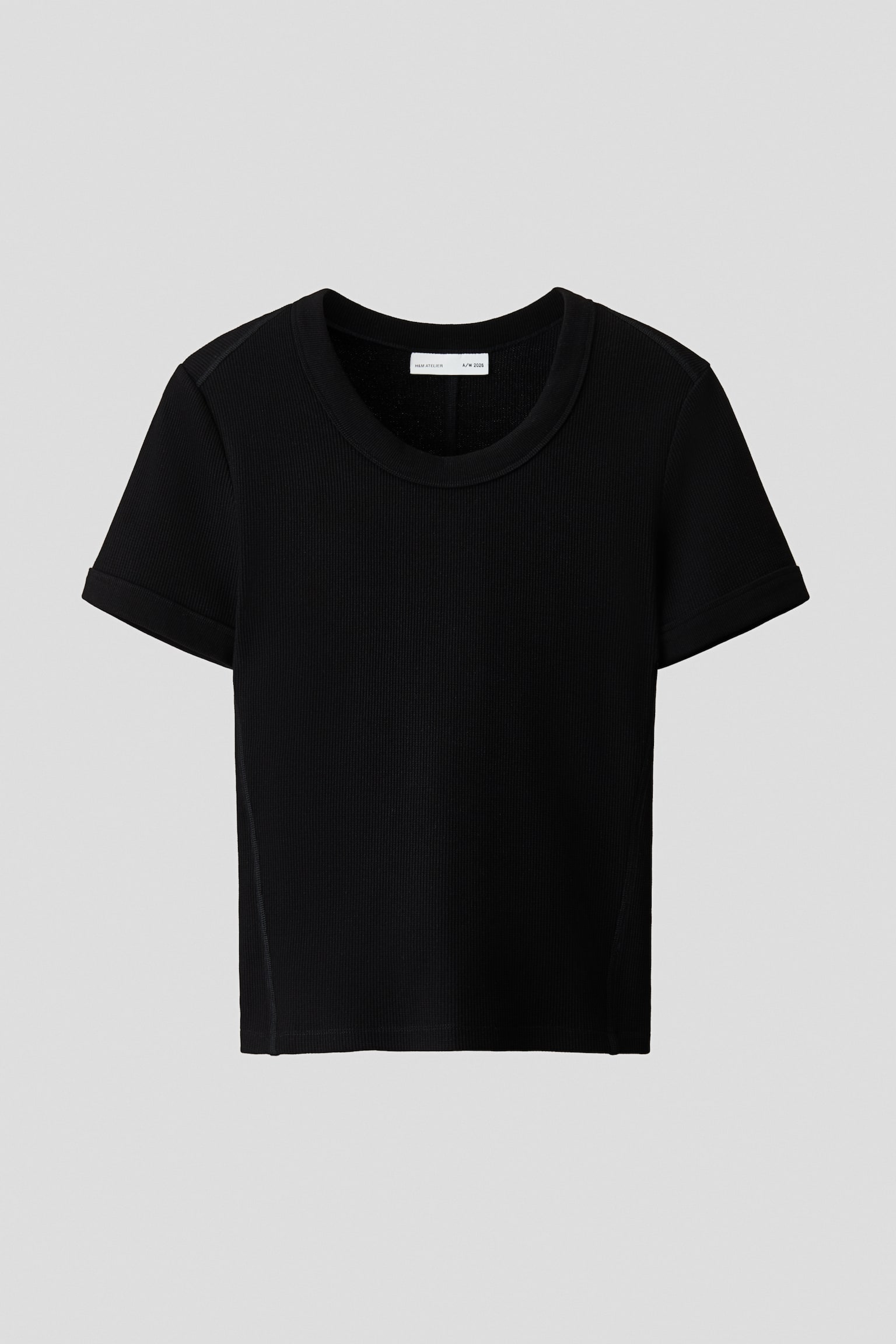 Вафельна бавовняна футболка Slim Fit - Чорний/Білий - 1