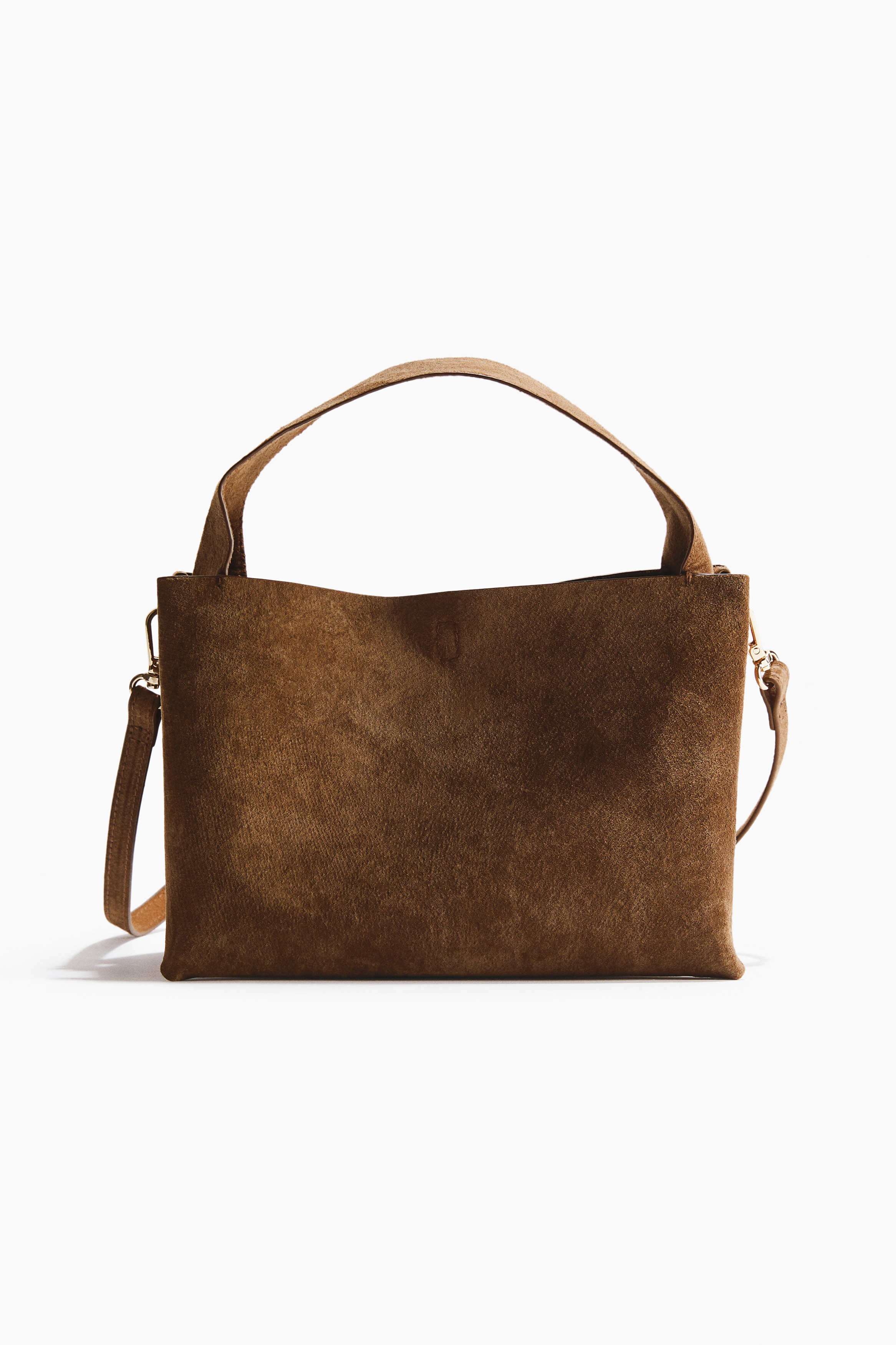 Suède crossbody-tas - Donkerbeige/Lichtbeige