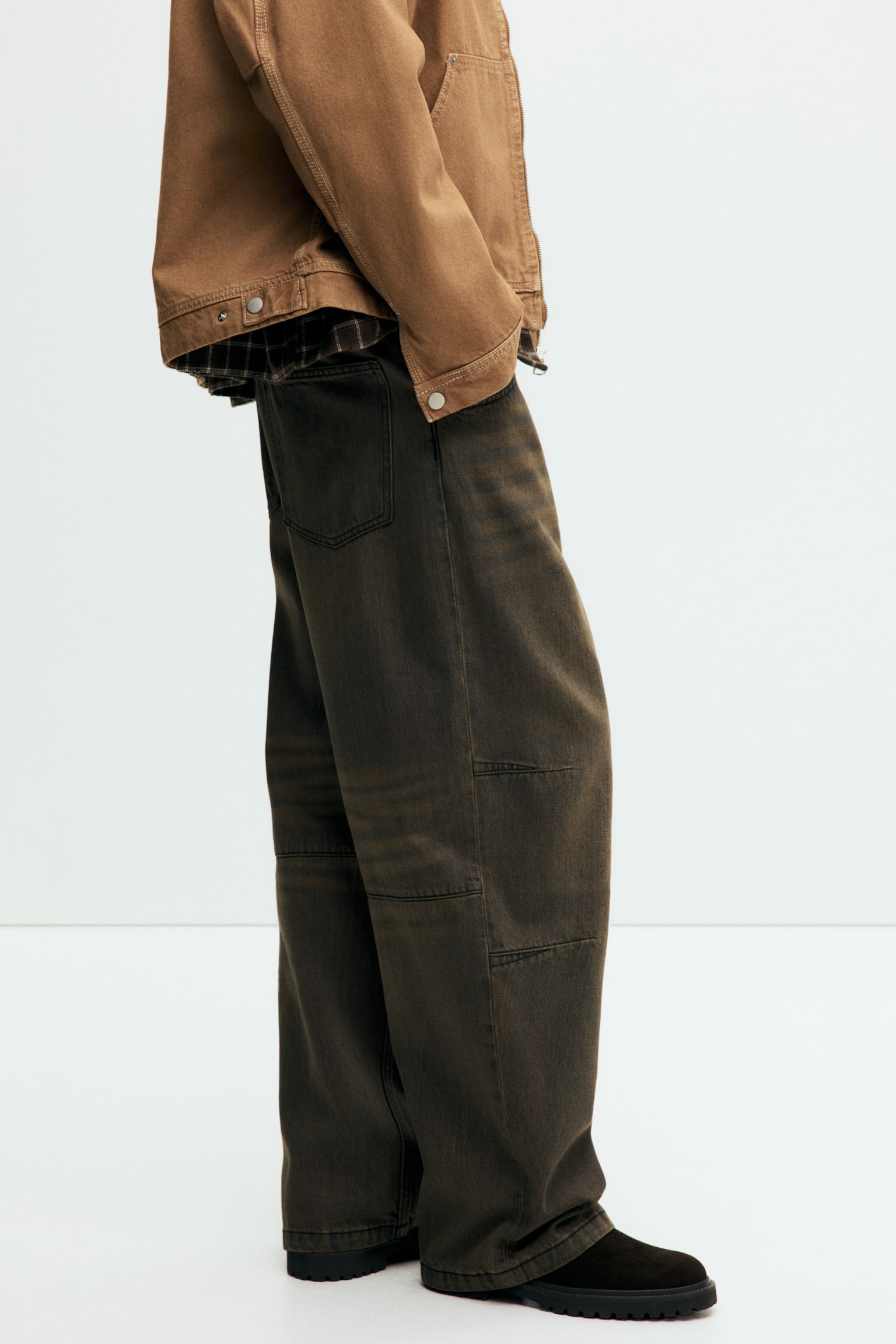 Baggy Jeans - Denim café lavado/Azul denim oscuro/Beige oscuro - 3