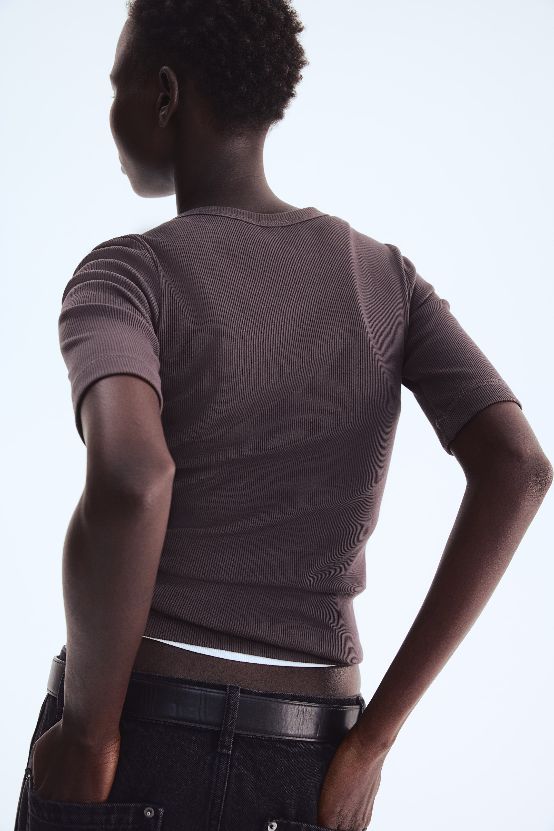 Женские топы H&M Ribbed Silk-Blend Top — фото 6
