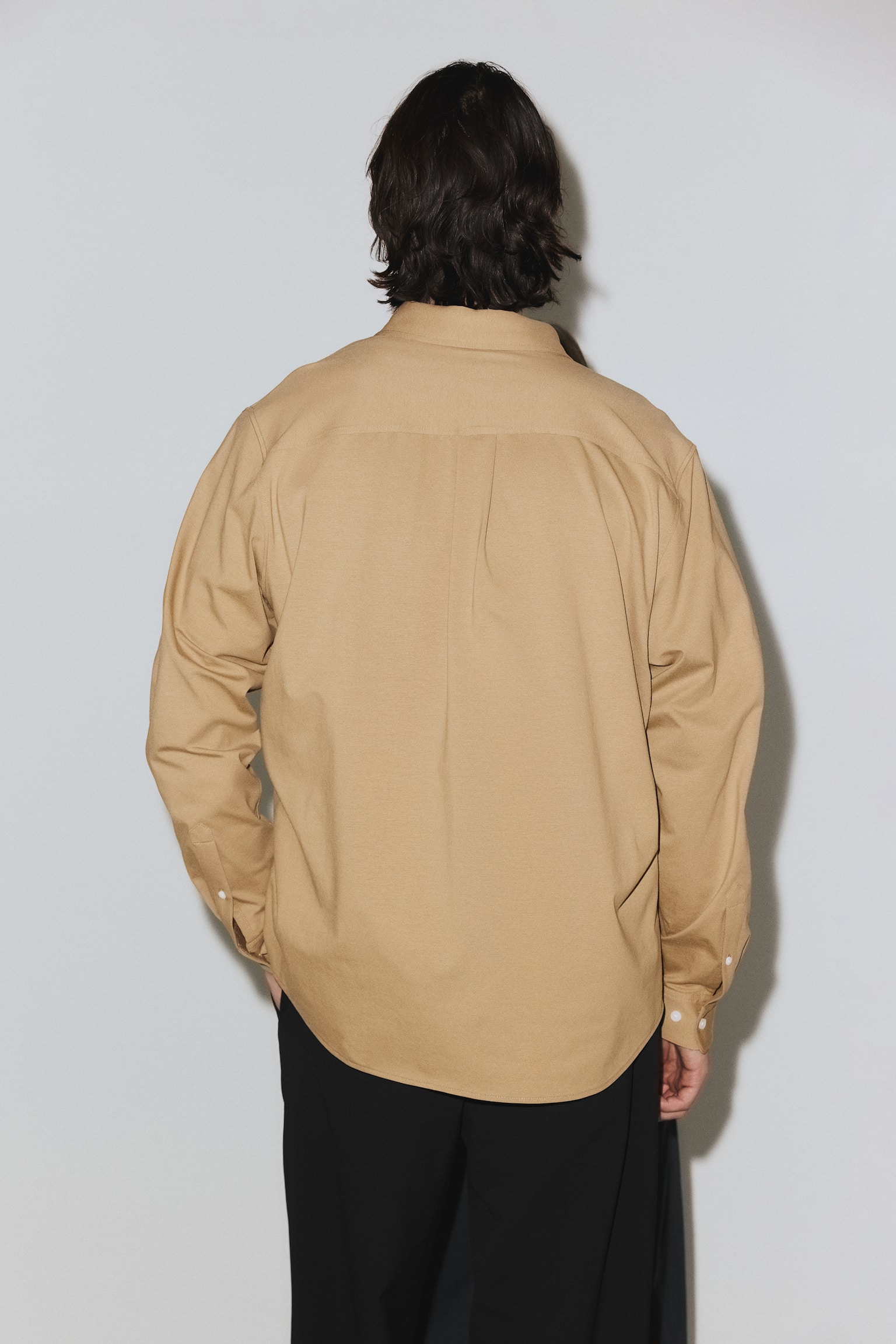 Four-way Stretch Regular Fit Shirt - Beige/White/Light blue - 6