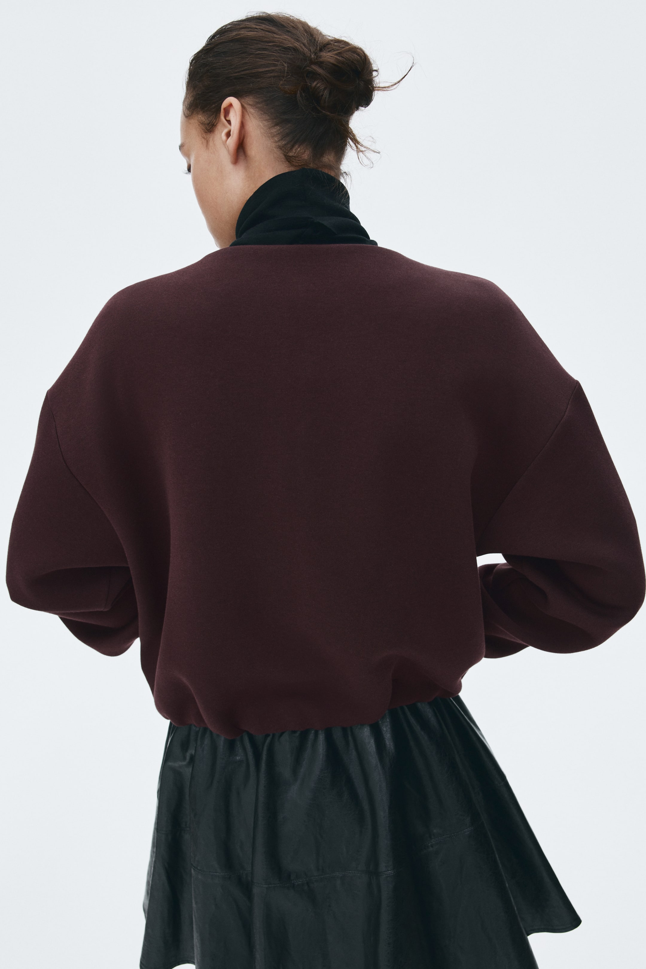 查看大圖: 潛水衣布料拉鍊運動衫 - 酒紅色 - Ladies | H&M 5