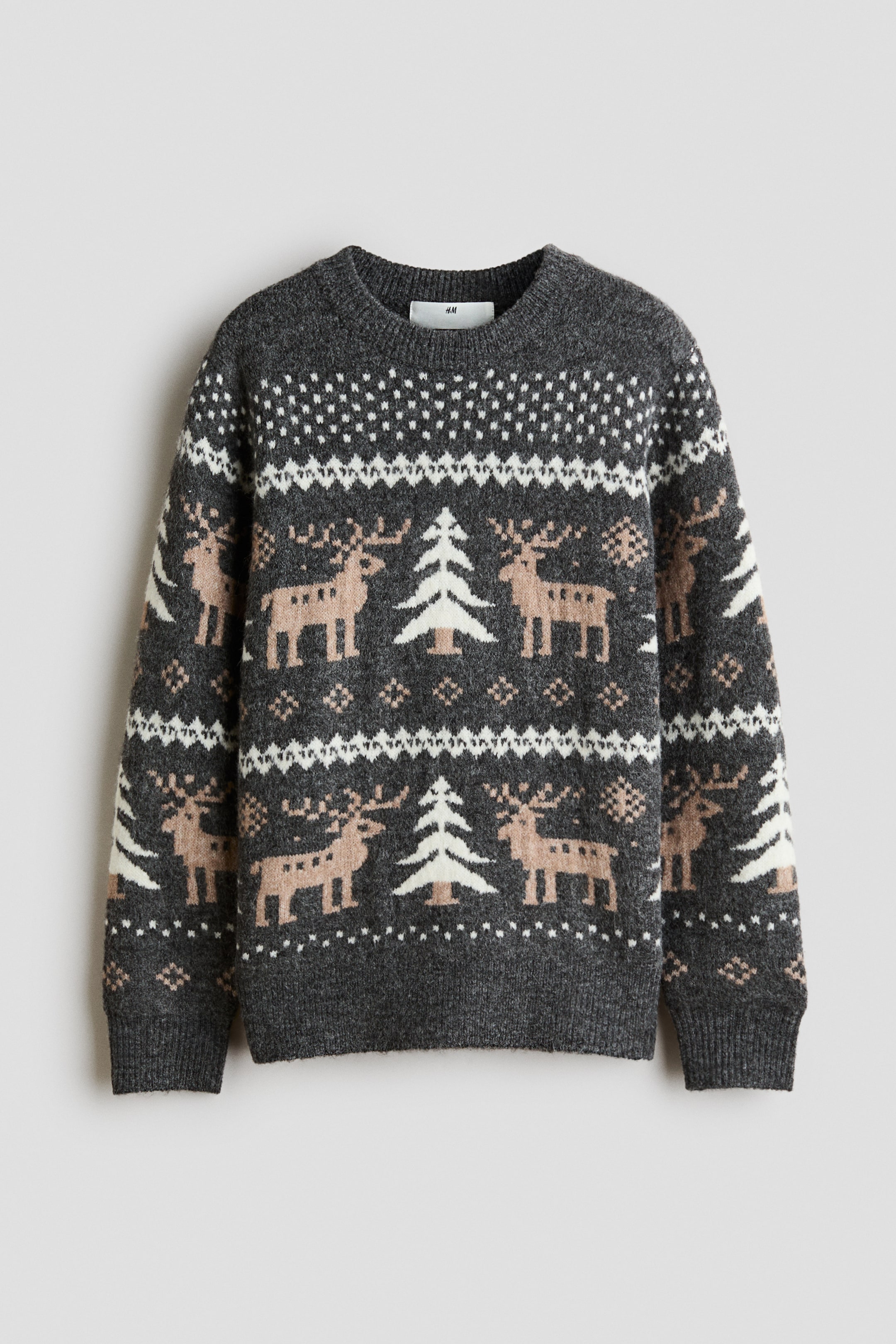 View larger image: Jacquard-knit jumper - Dark grey/Patterned - Kids | H&M 1