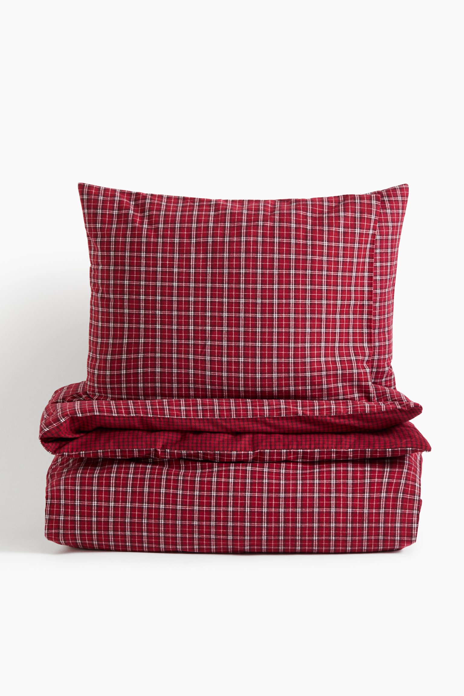 Flannel double/king duvet cover set - Dark red/Checked/Light mole/Checked/Green/Checked - 1