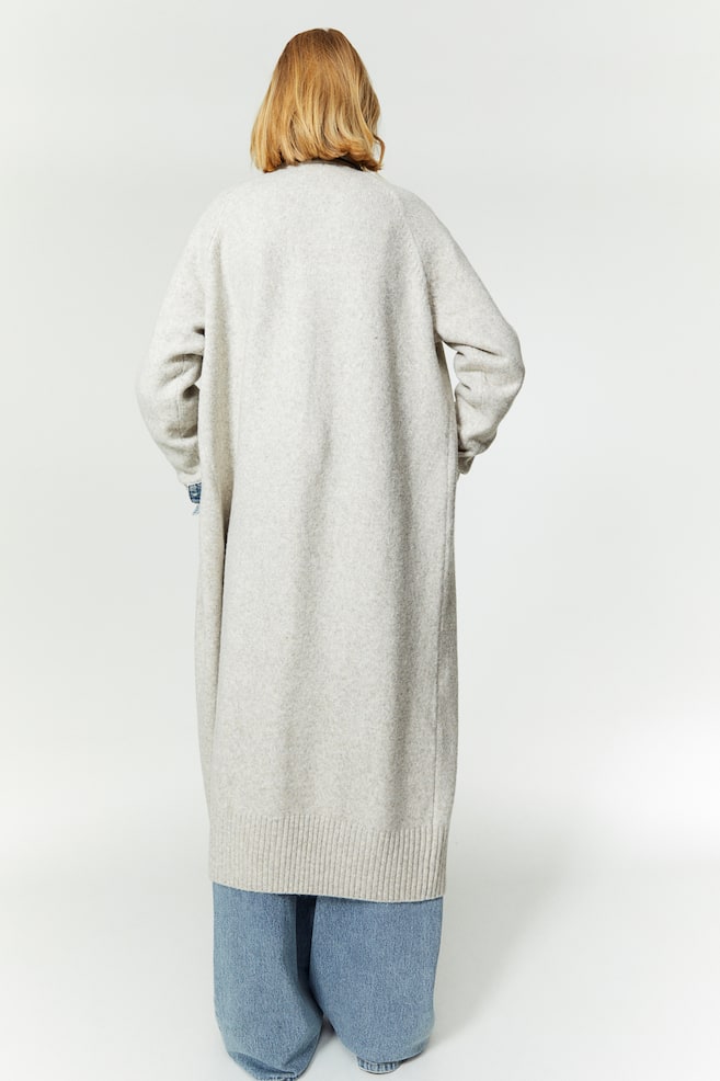 Fine-knit cardigan dress - Light beige marl - 4