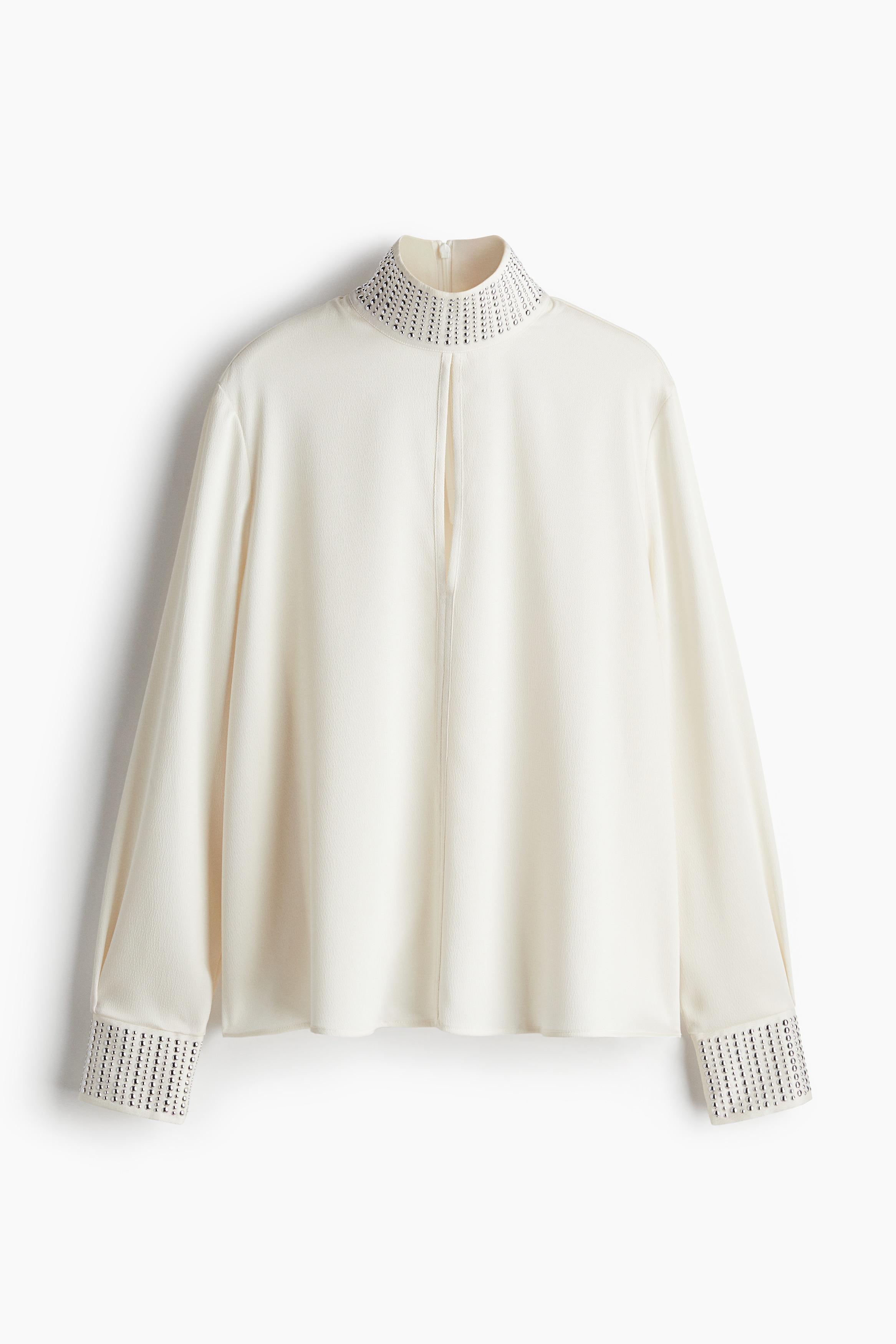 Ladies - White Stud-detail blouse - Size: XS  - H&M