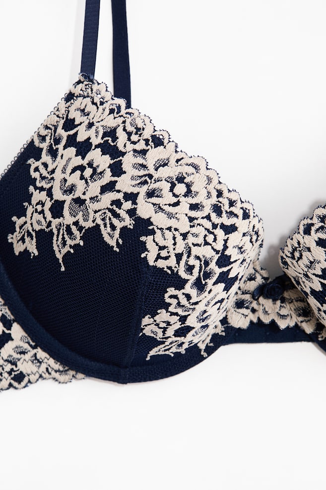 Sostén push-up de encaje - Azul oscuro/Blanco/Beige claro/Blanco/Rosa claro - 4