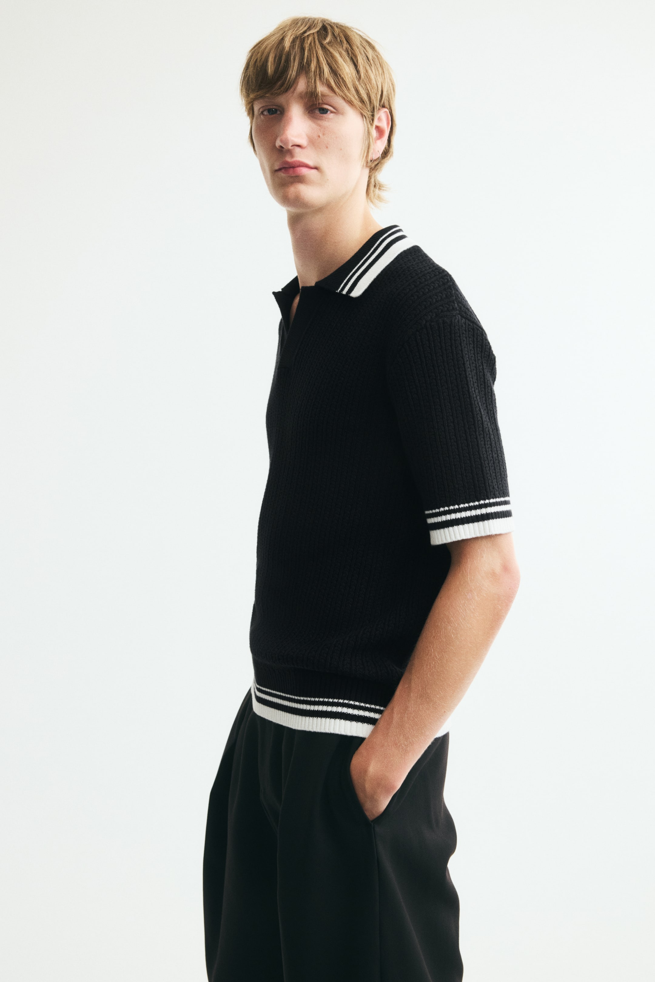 Regular-Fit Textured-Knit Polo Shirt