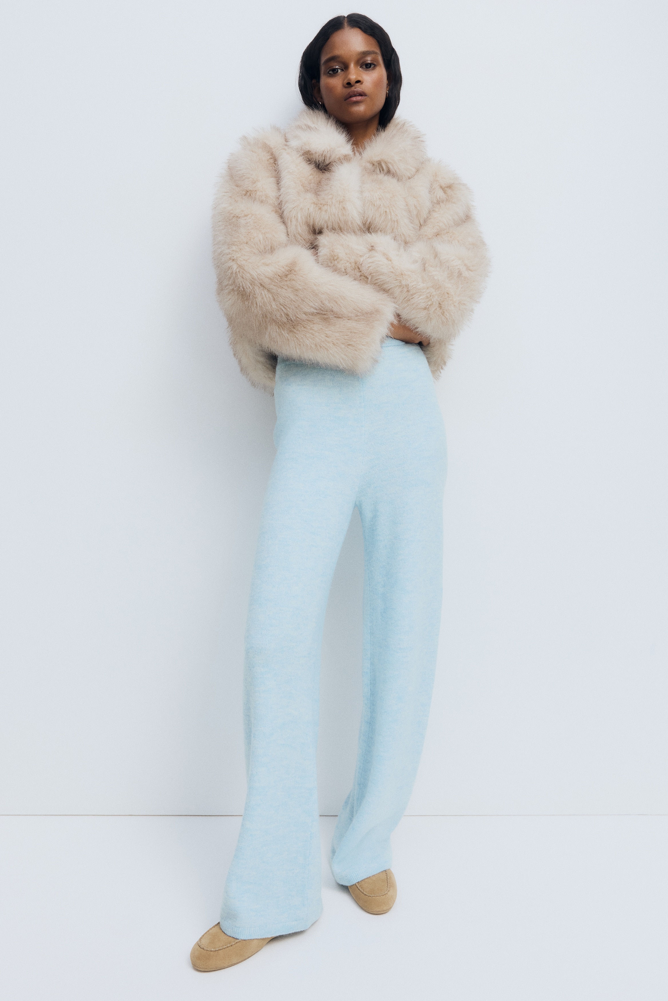 Knitted pull-on trousers