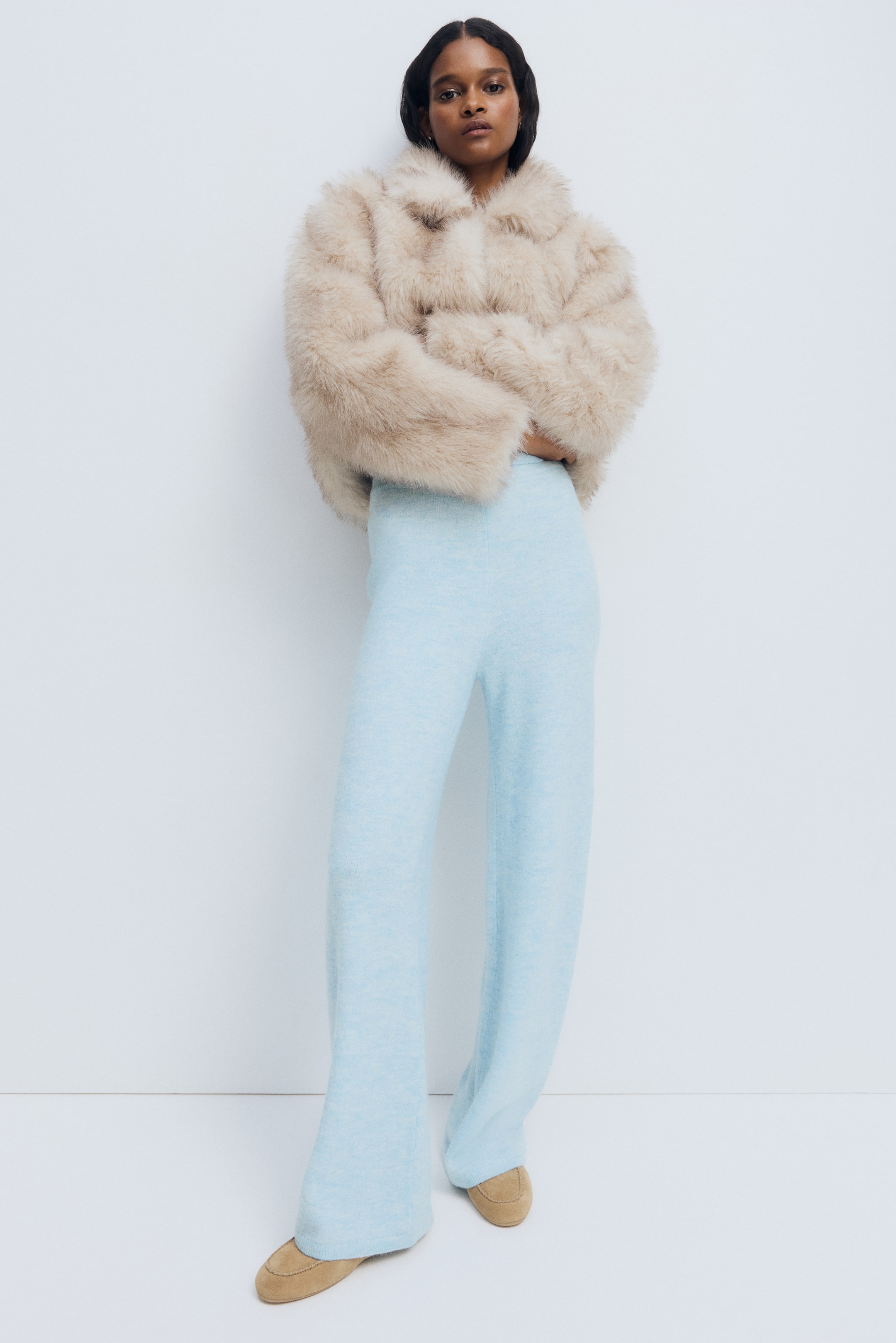 View larger image: Knitted pull-on trousers - Light blue marl - Ladies | H&M HK 2