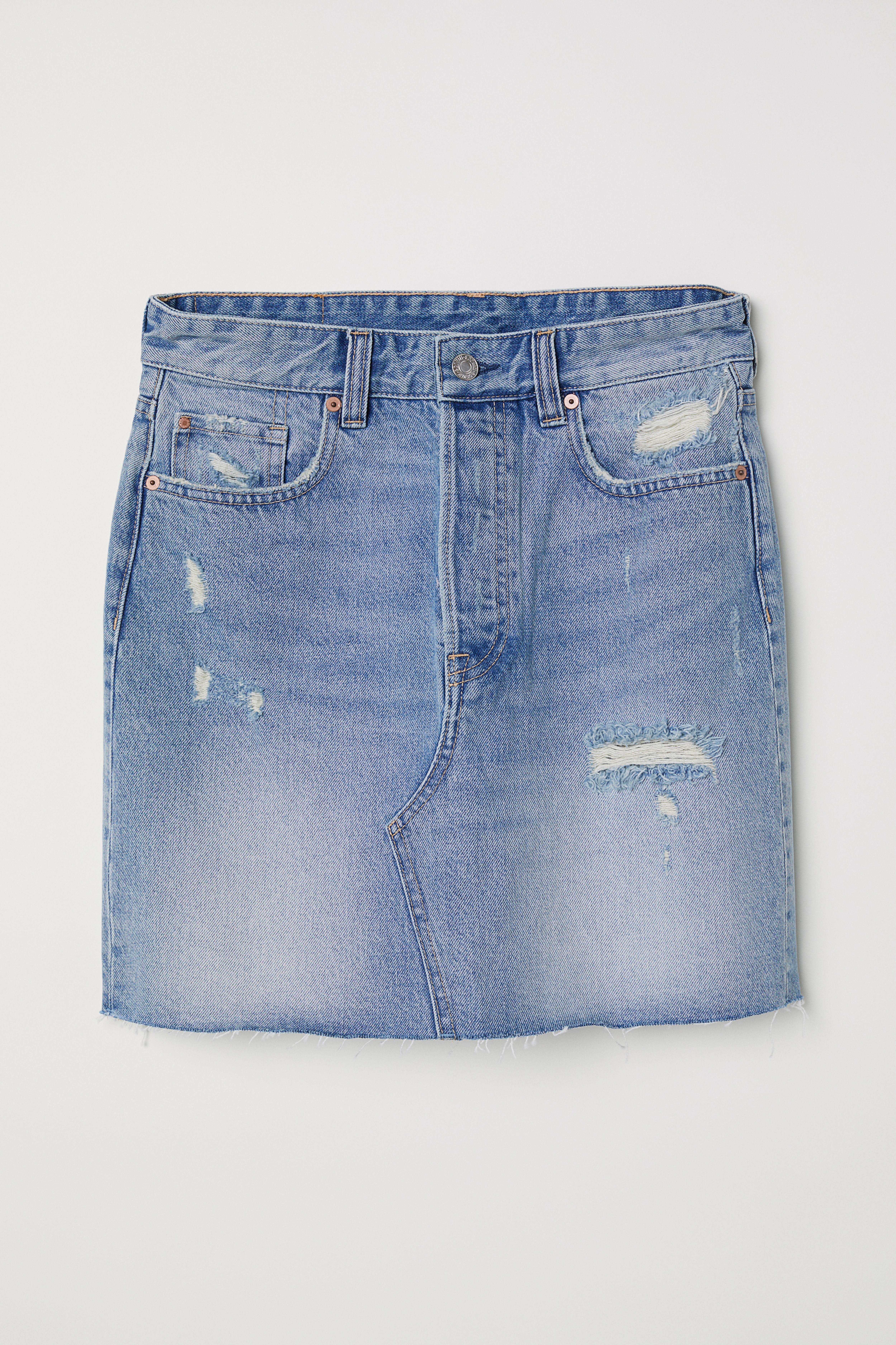 Jupe en jean Bleu denim clair FEMME H M FR