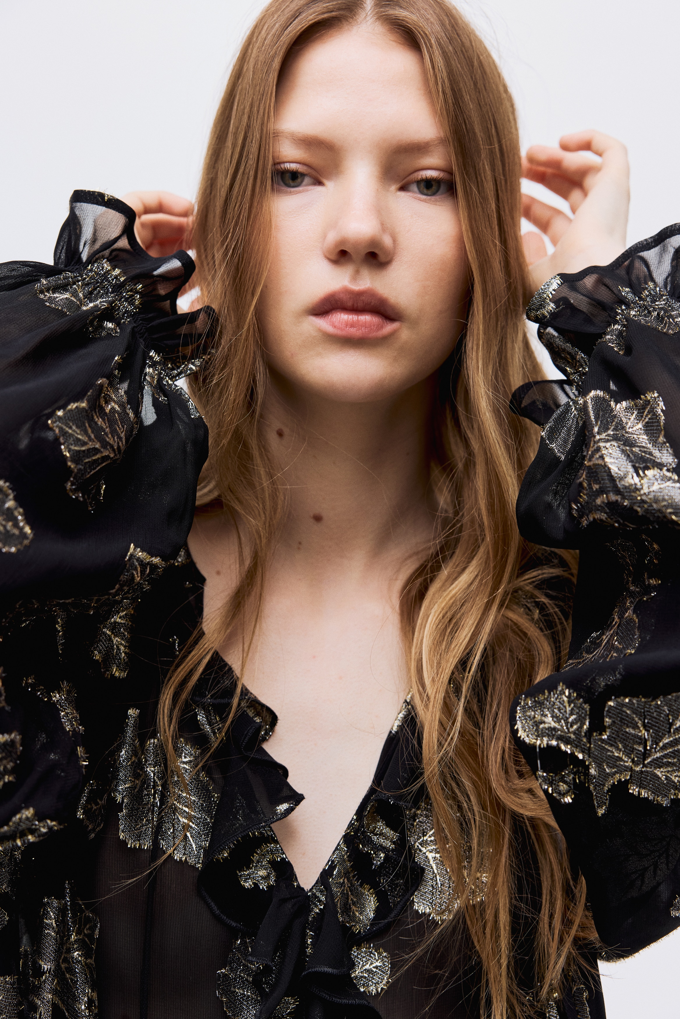 もも　Eaphi ASYMMETRY JACQUARD BLOUSE eaphi ASYMMETRY JACQUARD BLOUSE