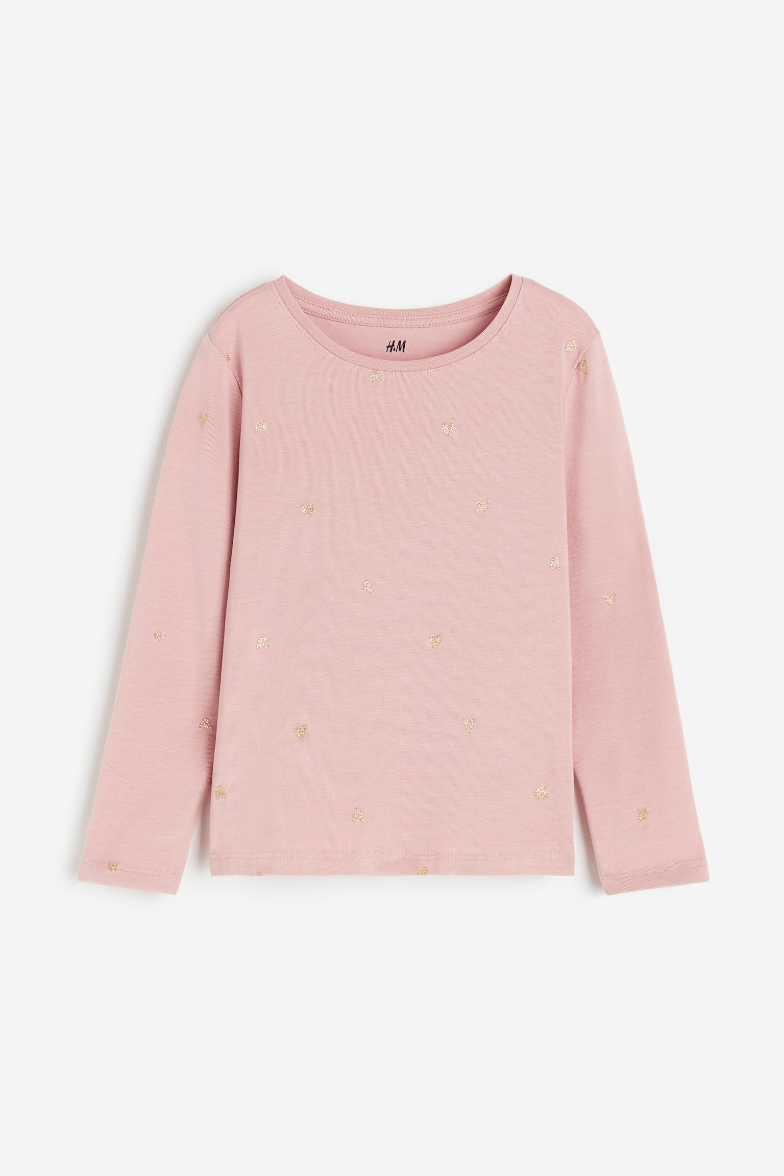 Long Sleeve Jersey Top - Dusty pink/Hearts - 1