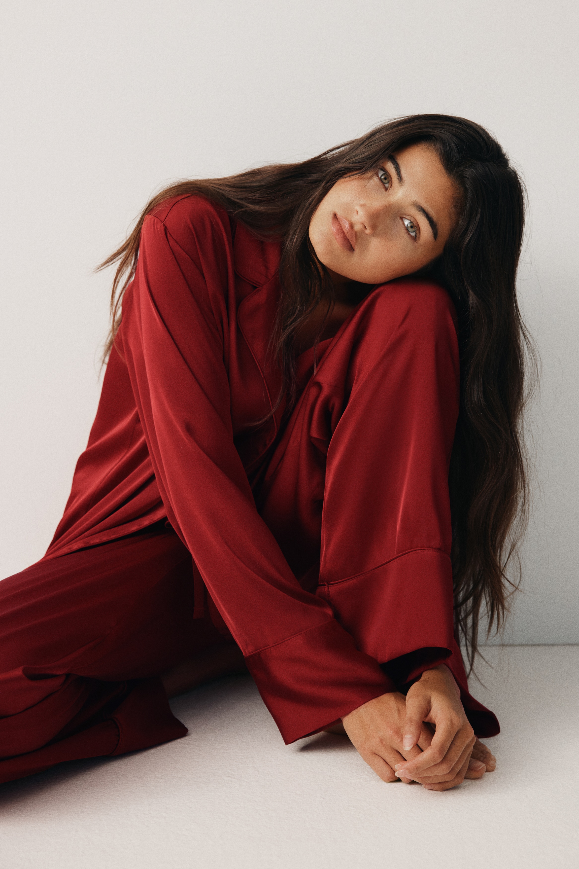 Ladies - Dark red Satin pyjamas - Size: XS  - H&M