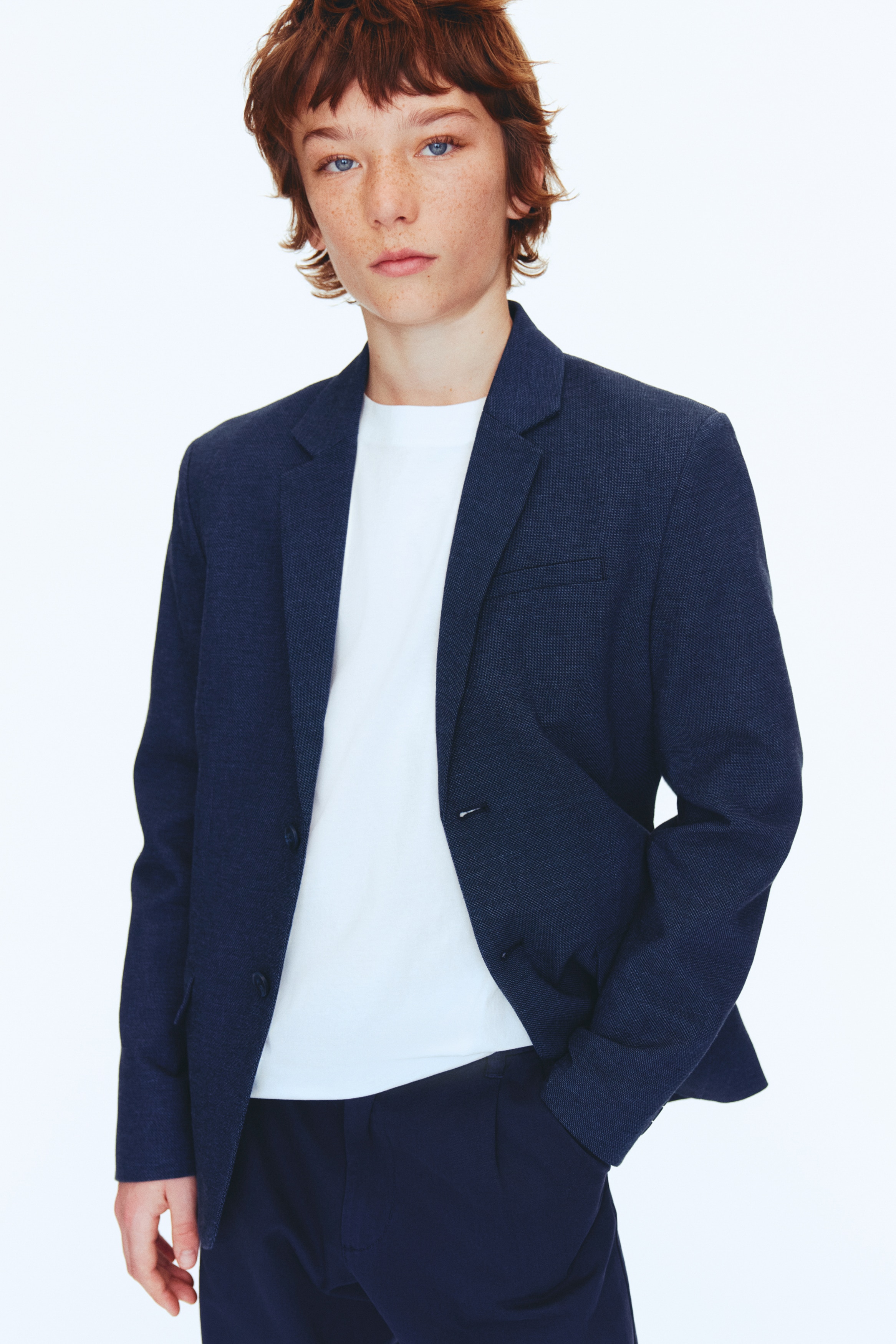 Linen-blend jacket - Navy blue