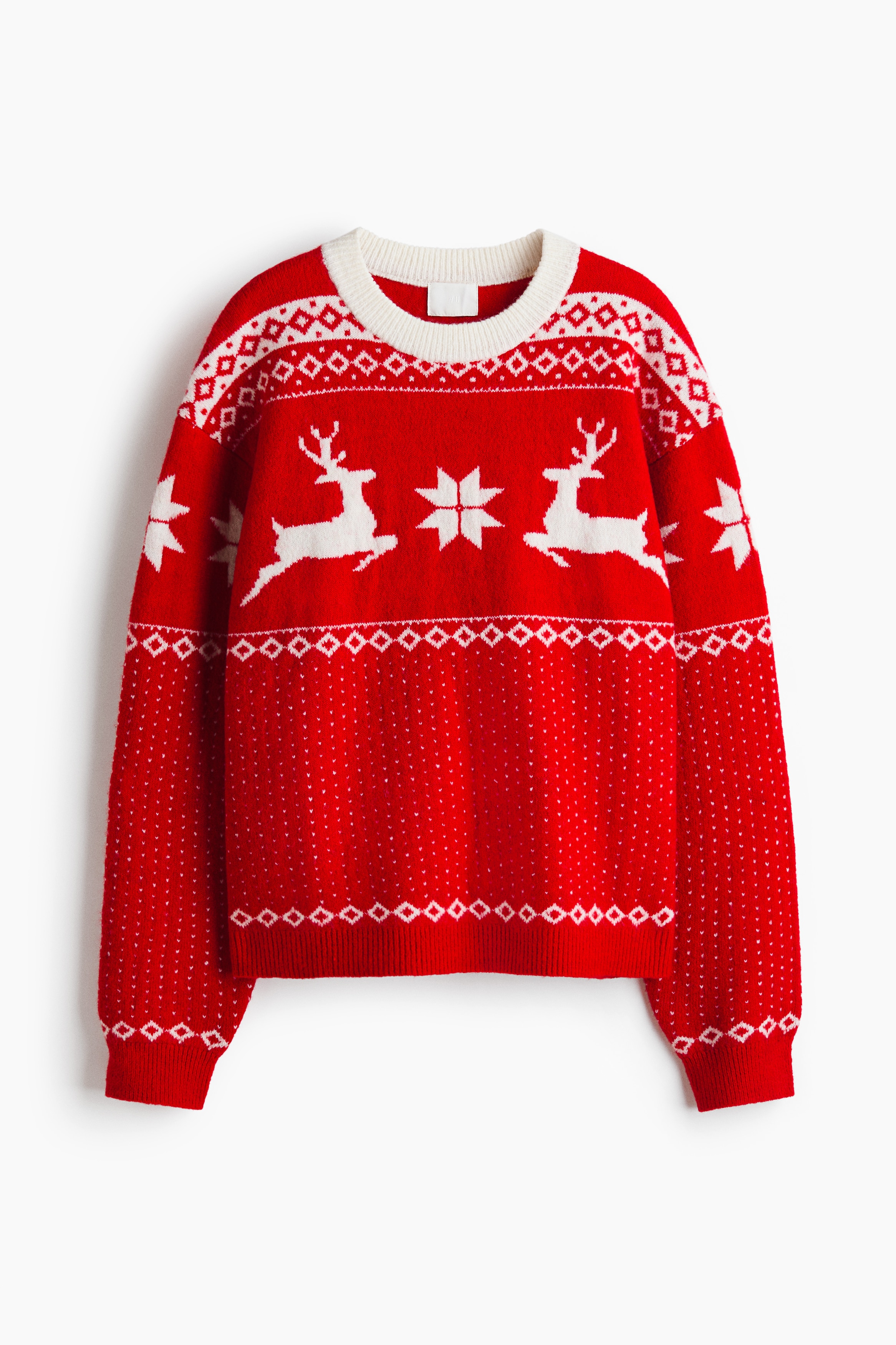 Oversized jacquard-knit jumper - Red/Patterned/Dark grey marl/Dog