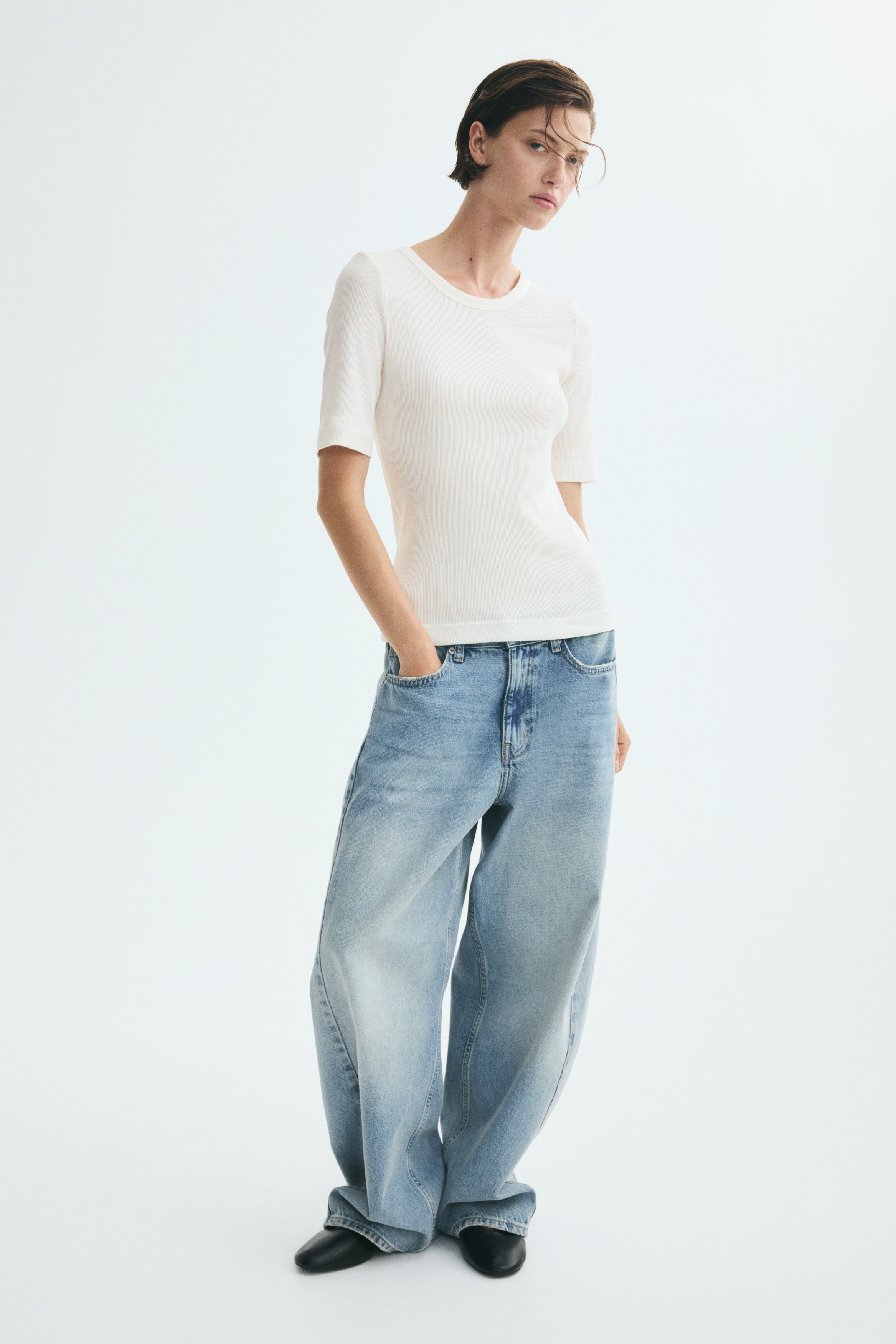 Ribbed Silk-Blend Top thumbnail 3